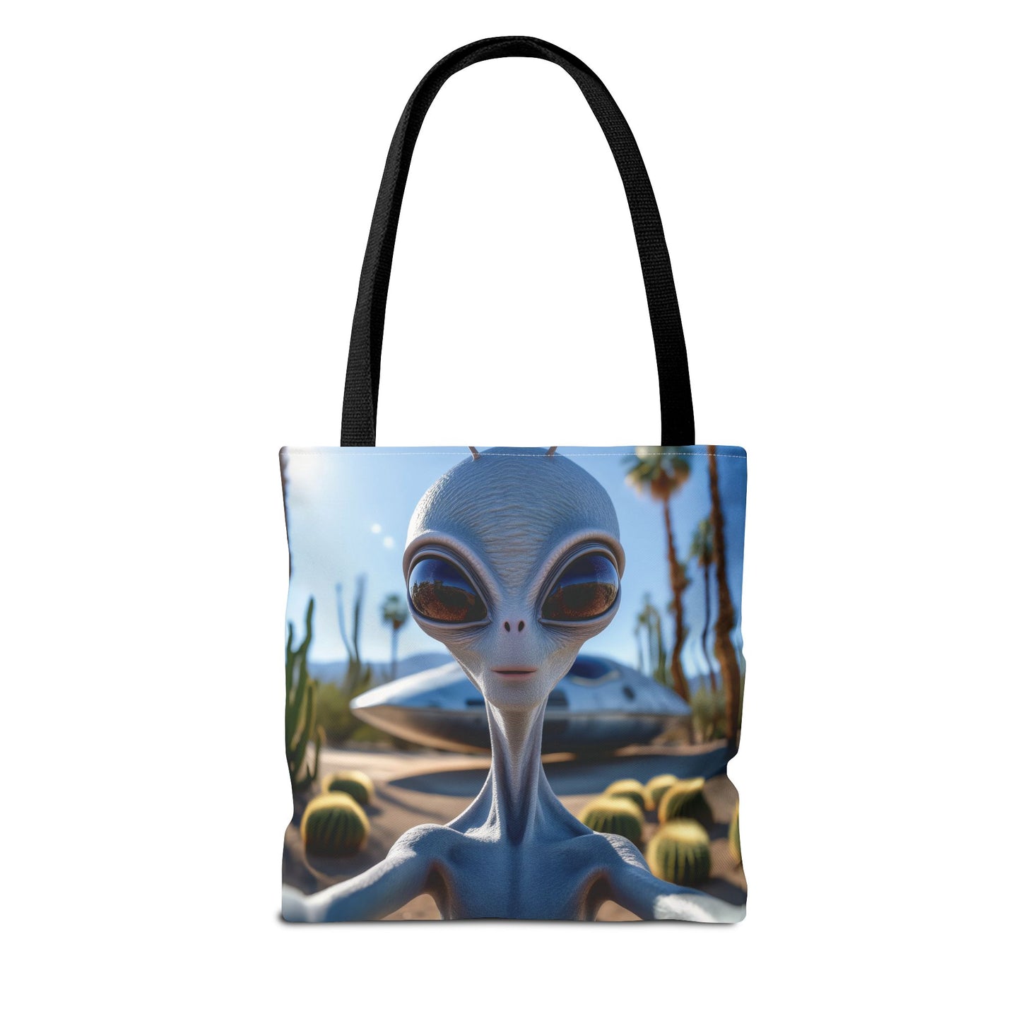 Alien Selfie Tote Bag - Fun Sci-Fi Shopper, Perfect for UFO Lovers, Groovy Gift for Friends, Everyday Use, Cosplay Accessory