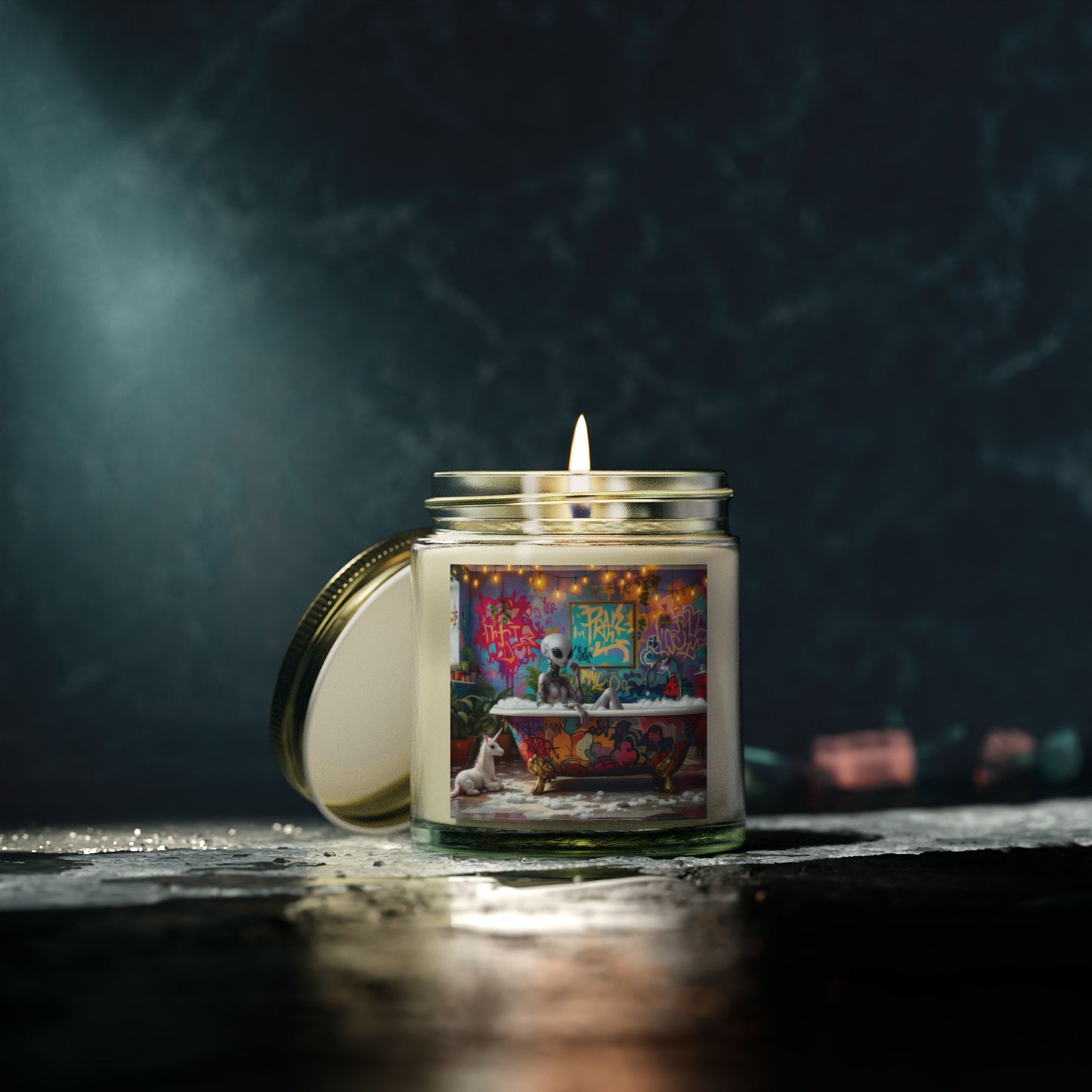 Alien Bath, Artistic Scented Candles - Coconut Apricot Wax (4oz, 9oz)