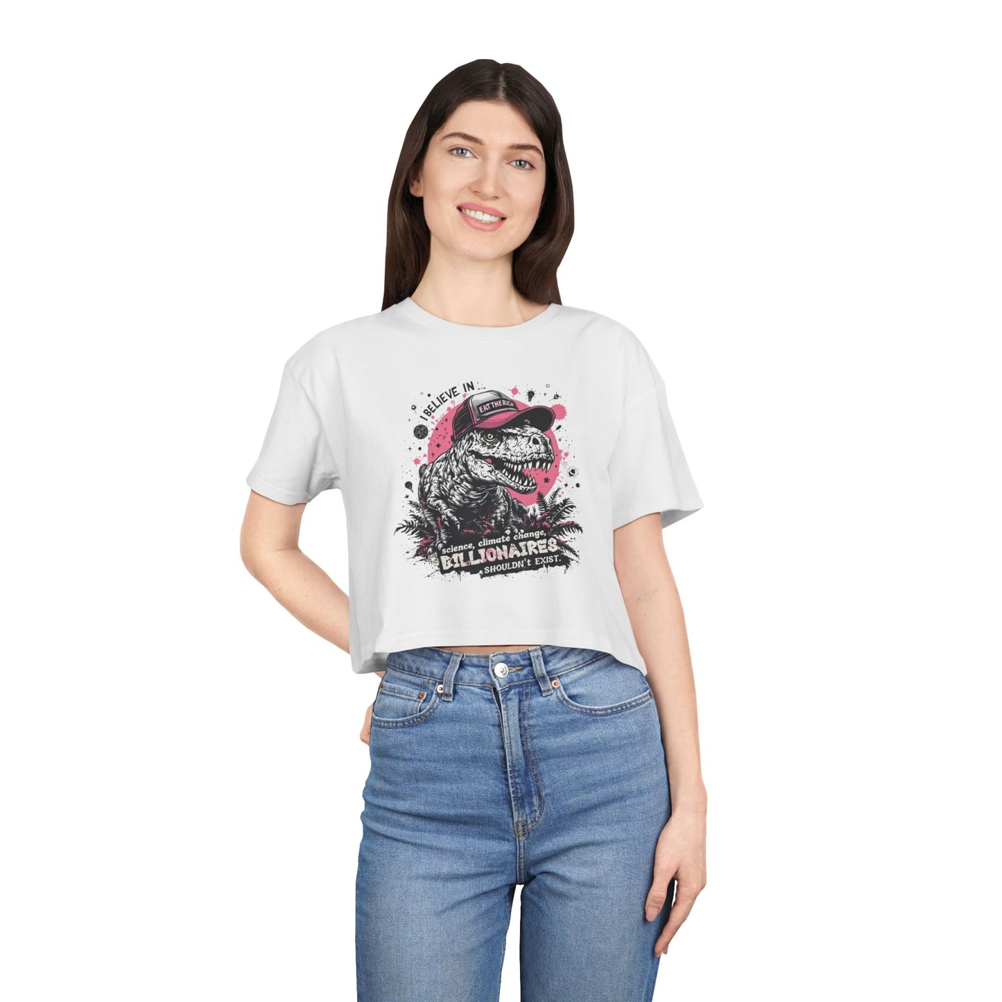 ‘Eat the Rich’ Dinosaur Crop Top Tee