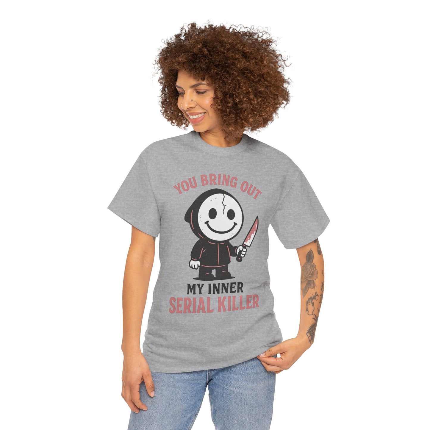 Dark Humor Unisex Heavy Cotton Tee, Funny T-Shirt Gift for Halloween, Comedic Graphic Tee, Quirky Gift for Friends