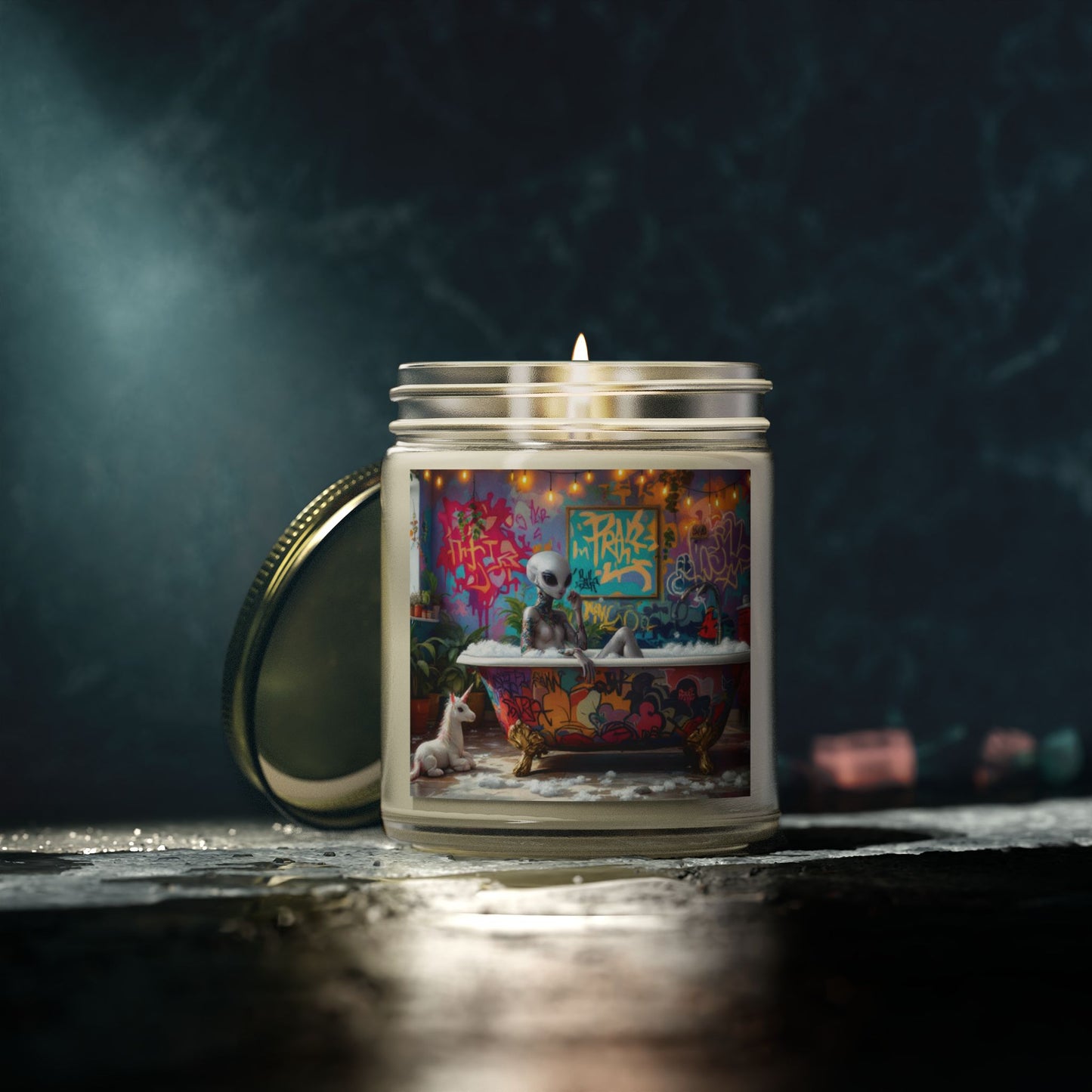 Alien Bath, Artistic Scented Candles - Coconut Apricot Wax (4oz, 9oz)