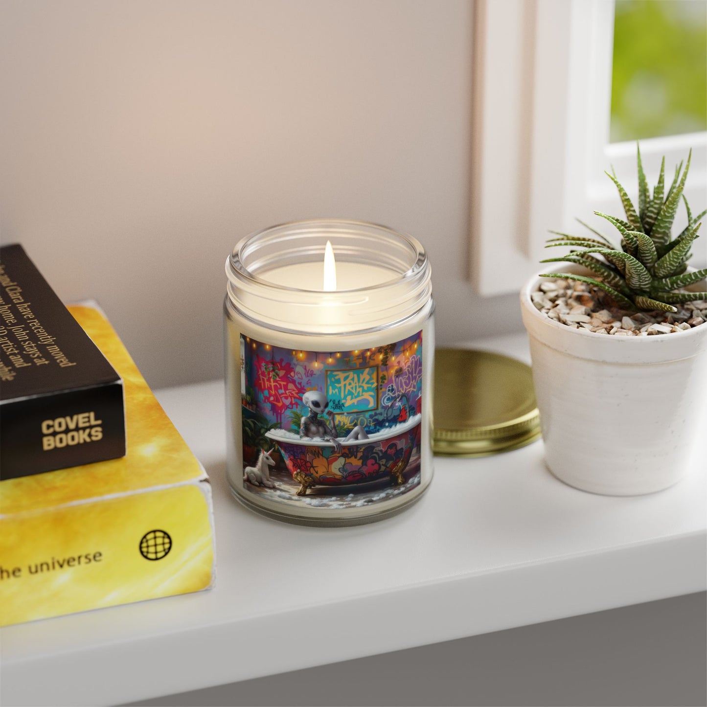 Alien Bath, Artistic Scented Candles - Coconut Apricot Wax (4oz, 9oz)