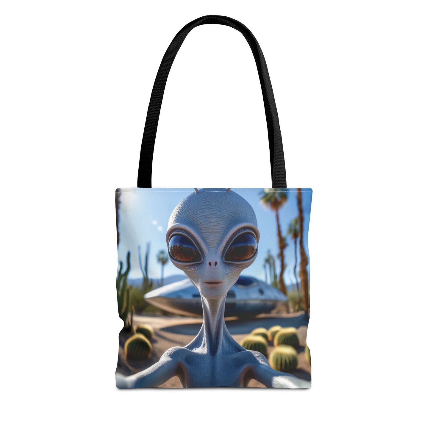 Alien Selfie Tote Bag - Fun Sci-Fi Shopper, Perfect for UFO Lovers, Groovy Gift for Friends, Everyday Use, Cosplay Accessory