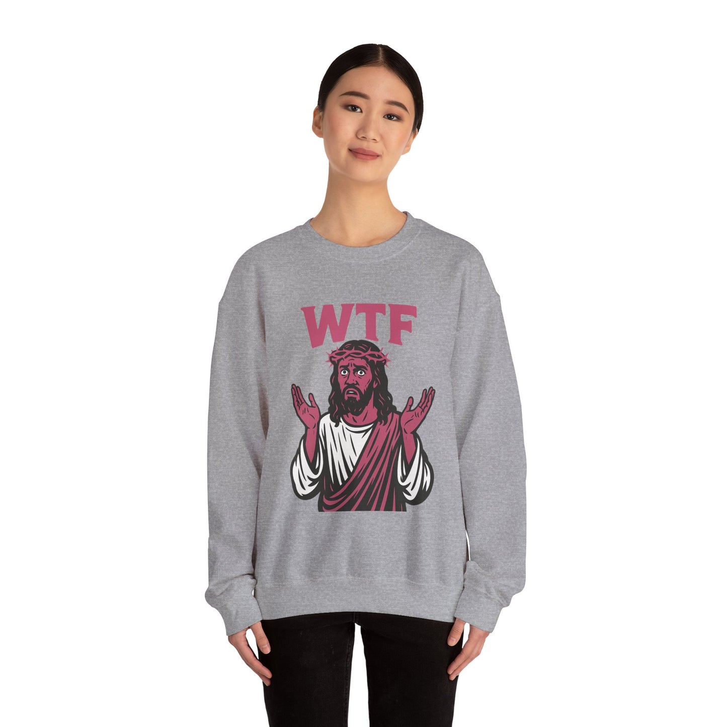 ‘WTF’ Confused Jesus Unisex Heavy Blend™ Crewneck Sweatshirt
