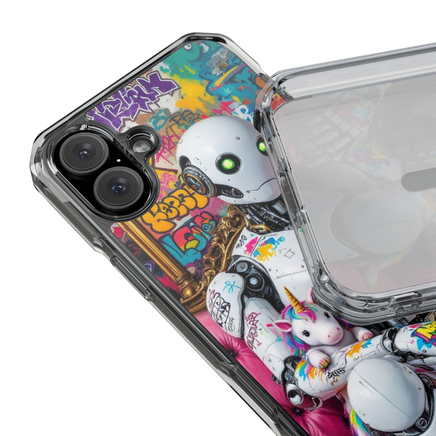 Urban Art Magnetic Phone Case - Graffiti Robot Design