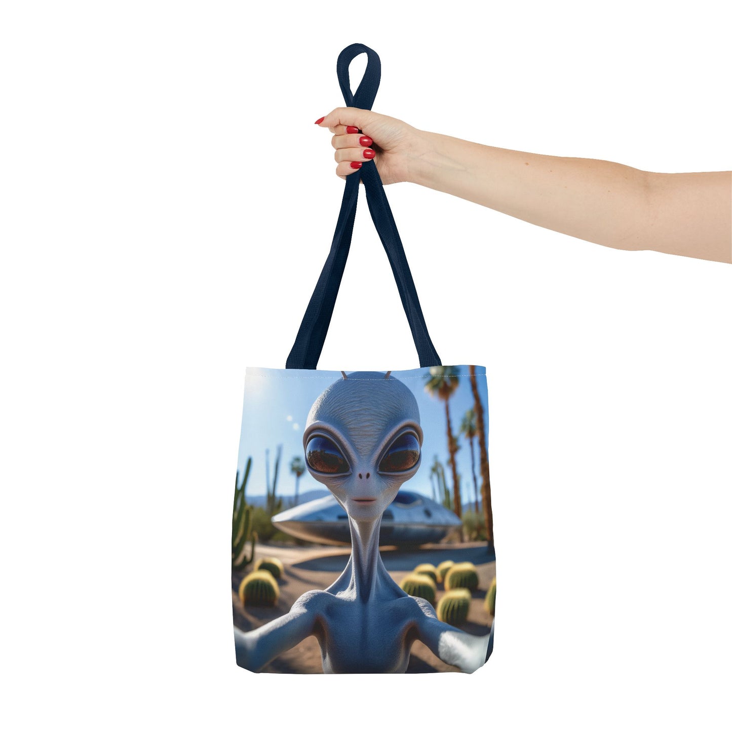 Alien Selfie Tote Bag - Fun Sci-Fi Shopper, Perfect for UFO Lovers, Groovy Gift for Friends, Everyday Use, Cosplay Accessory