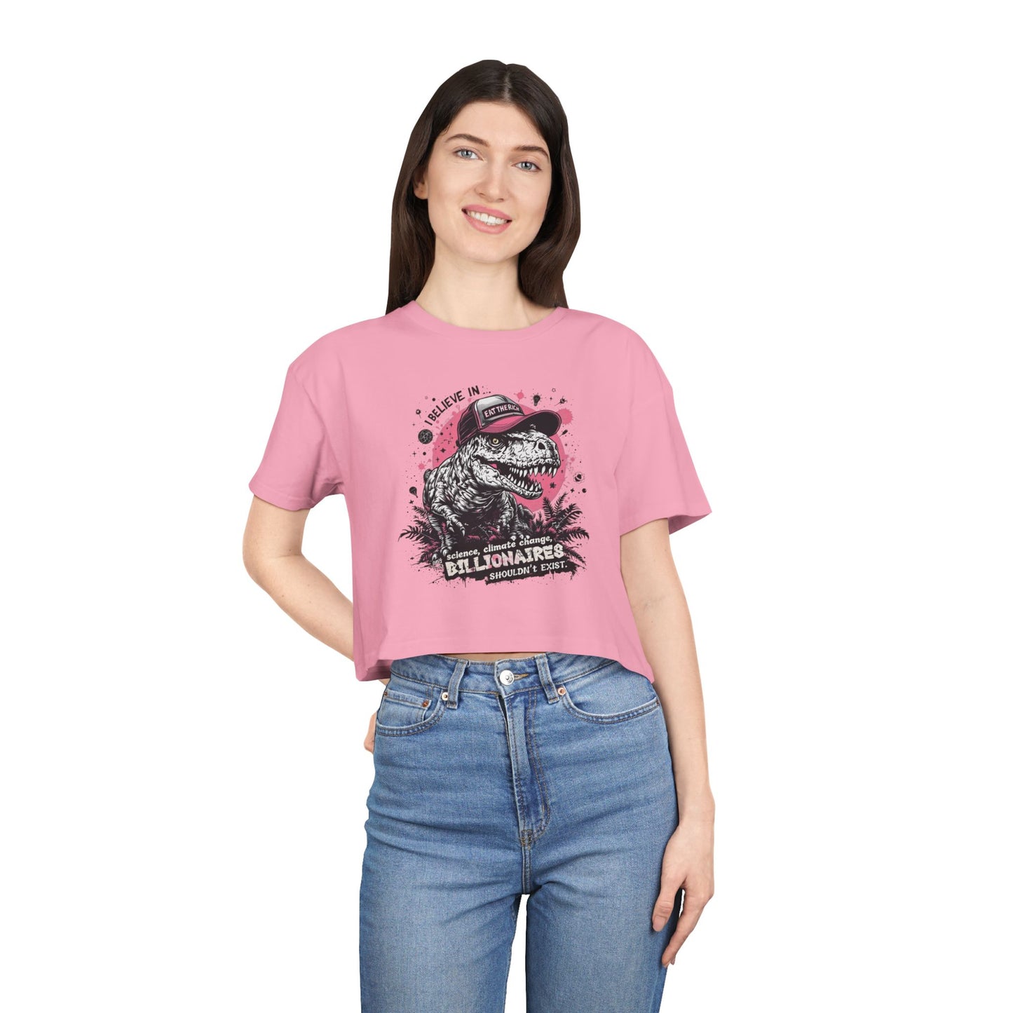 ‘Eat the Rich’ Dinosaur Crop Top Tee