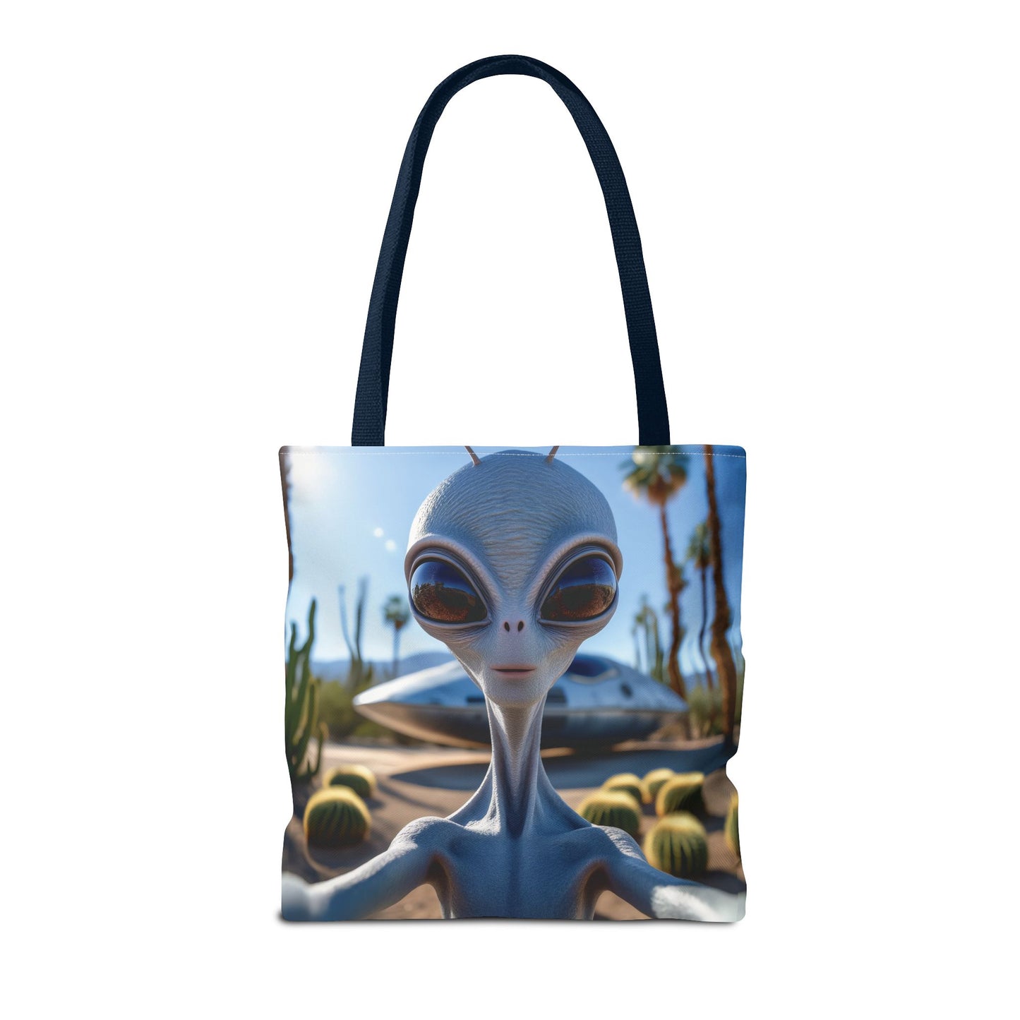 Alien Selfie Tote Bag - Fun Sci-Fi Shopper, Perfect for UFO Lovers, Groovy Gift for Friends, Everyday Use, Cosplay Accessory