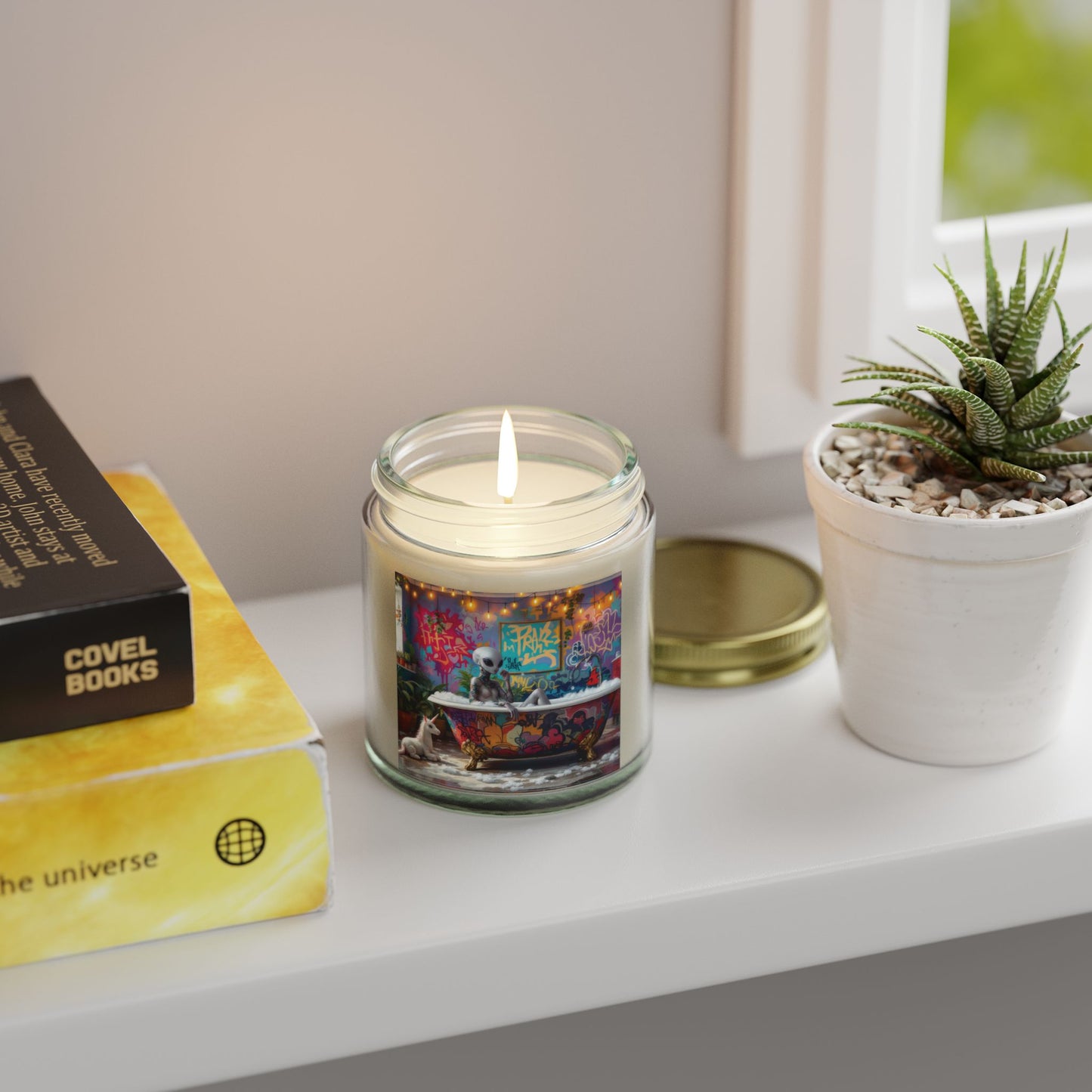 Alien Bath, Artistic Scented Candles - Coconut Apricot Wax (4oz, 9oz)