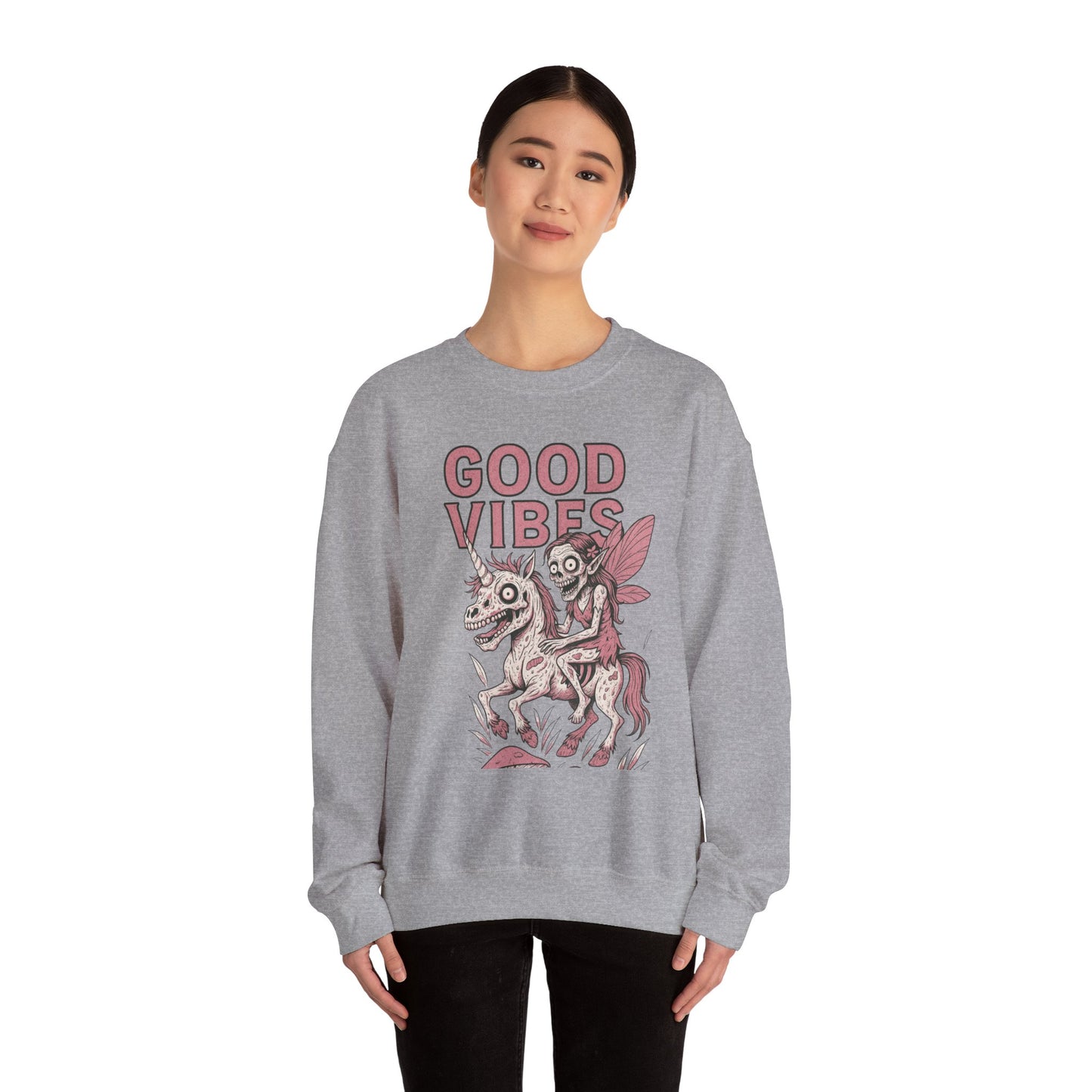 “Good Vibes” Zombie Cryptid Unisex Heavy Blend™ Crewneck Sweatshirt