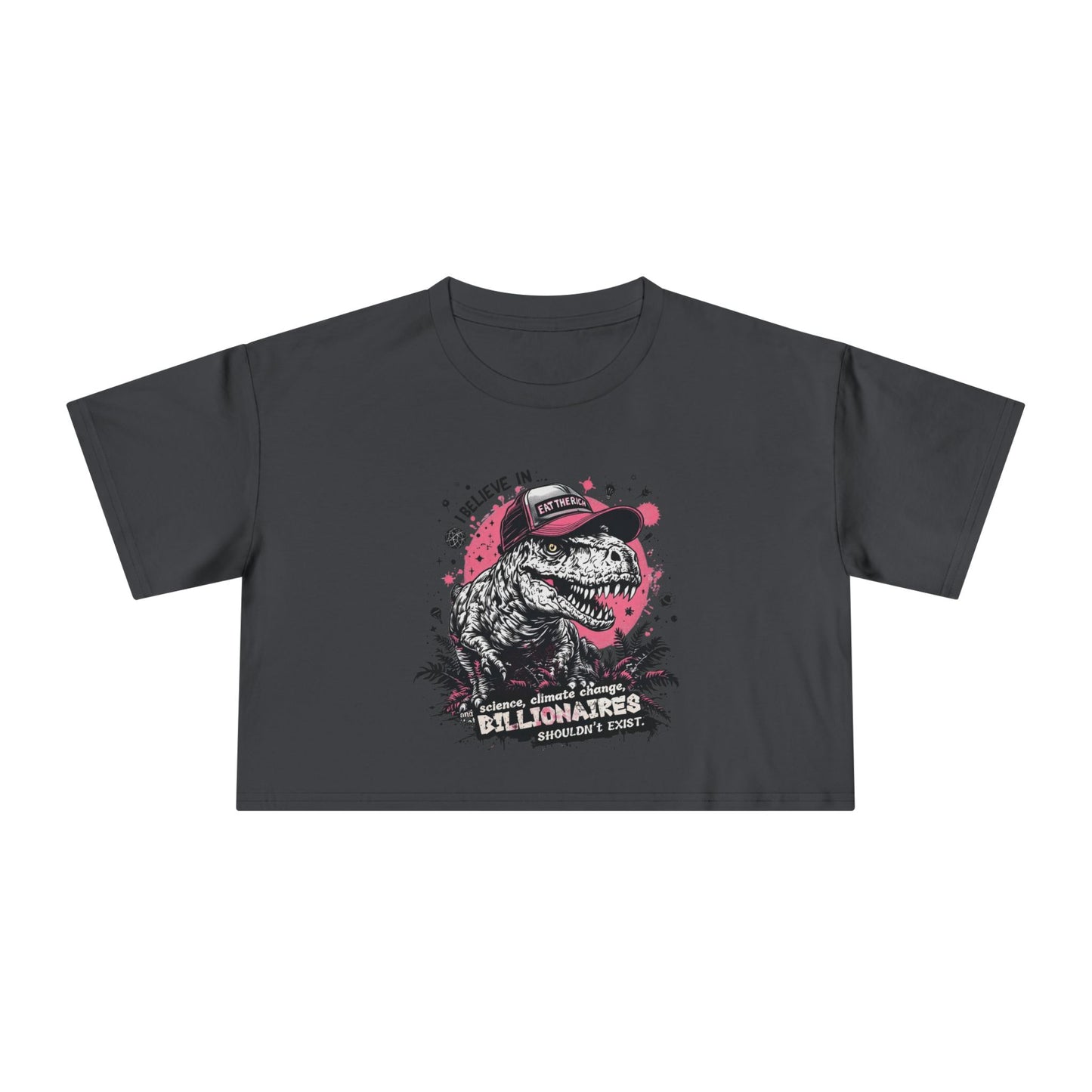 ‘Eat the Rich’ Dinosaur Crop Top Tee