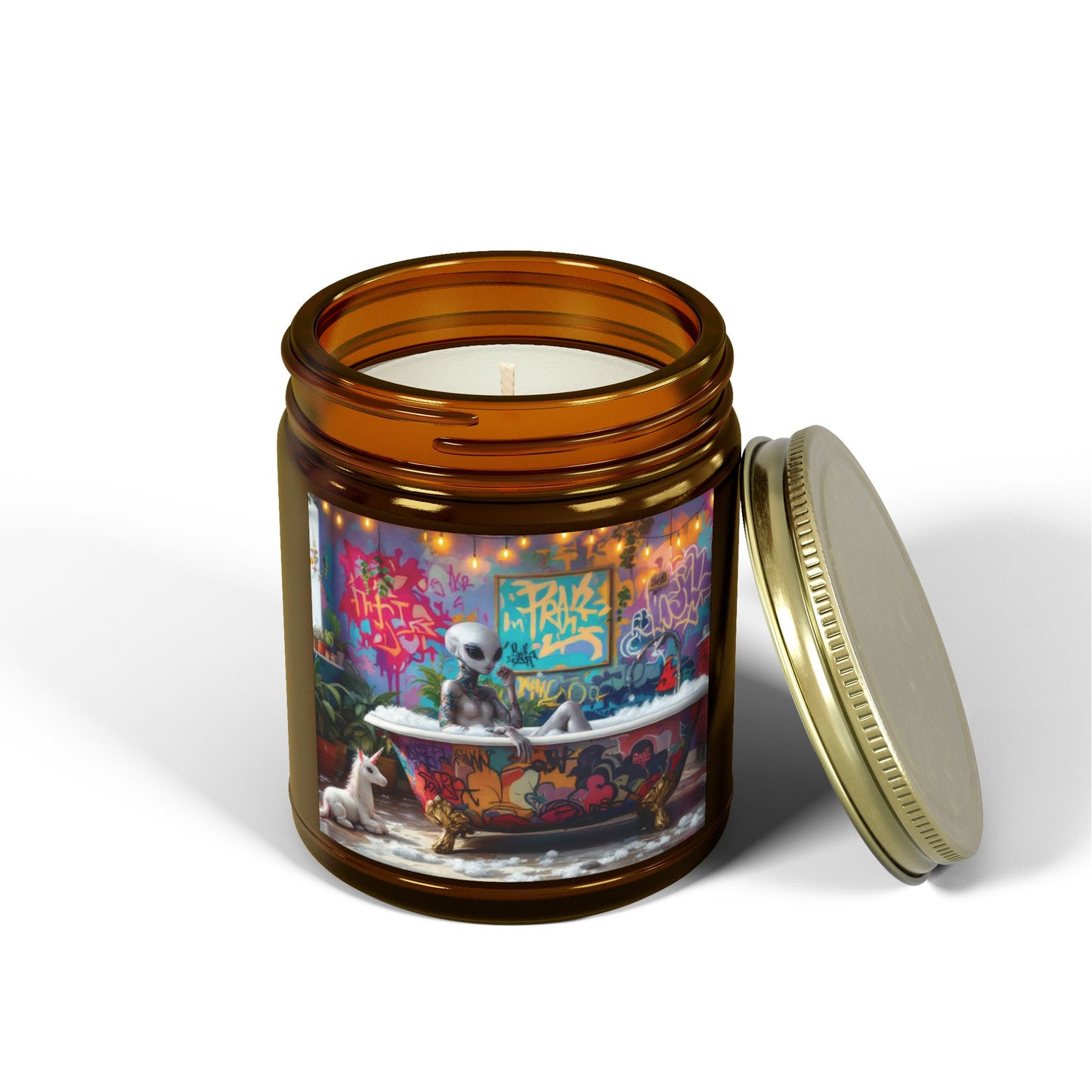 Alien Bath, Artistic Scented Candles - Coconut Apricot Wax (4oz, 9oz)
