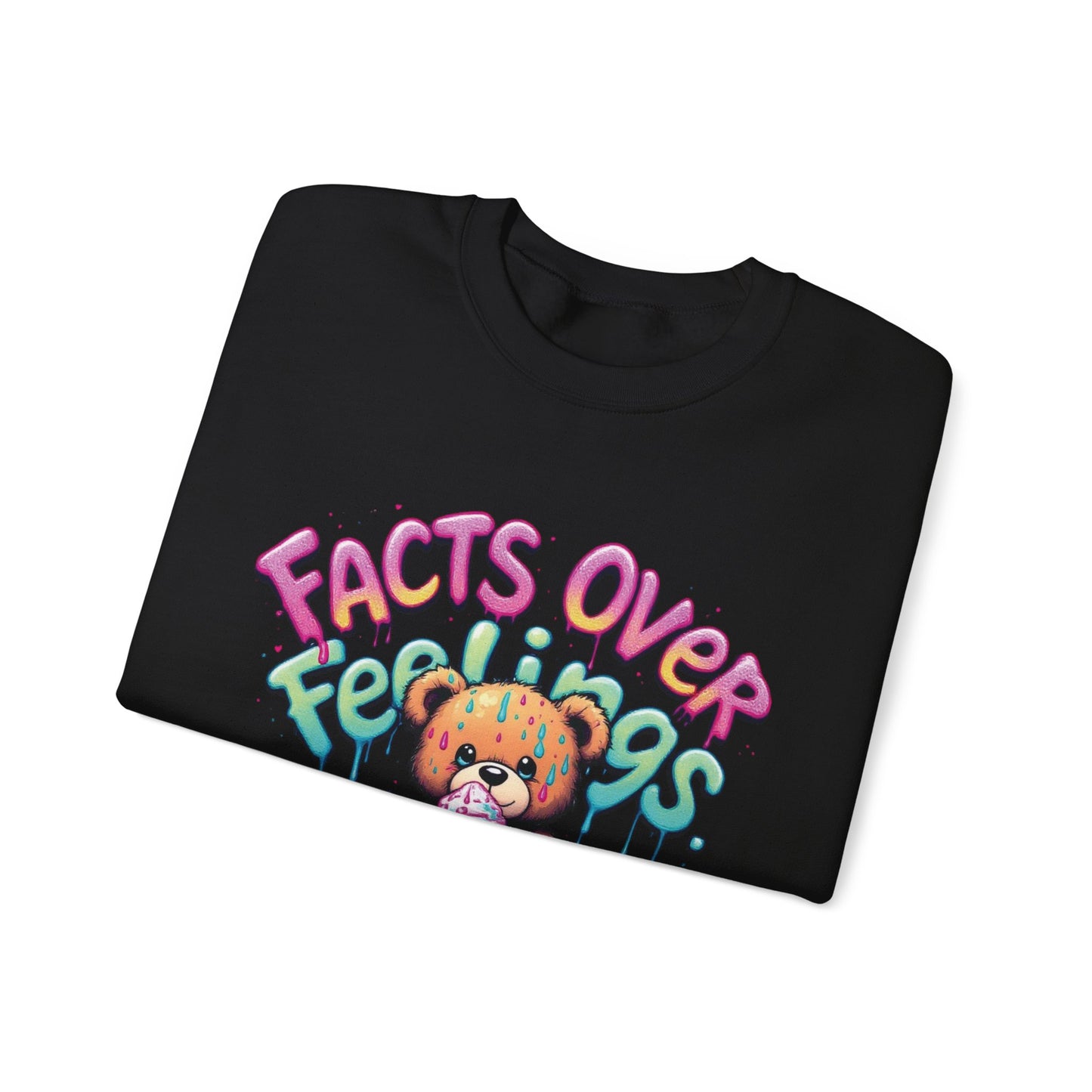 Facts over Feelings Teddy Bear Graphic Unisex Crewneck Sweatshirt