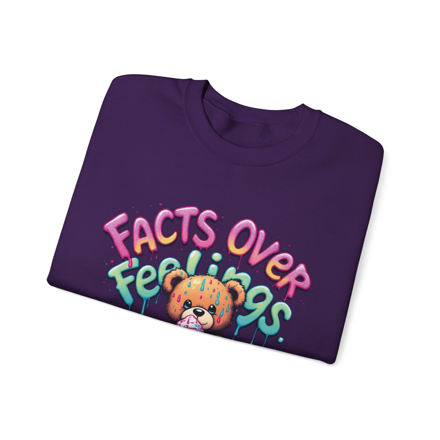 Facts over Feelings Teddy Bear Graphic Unisex Crewneck Sweatshirt