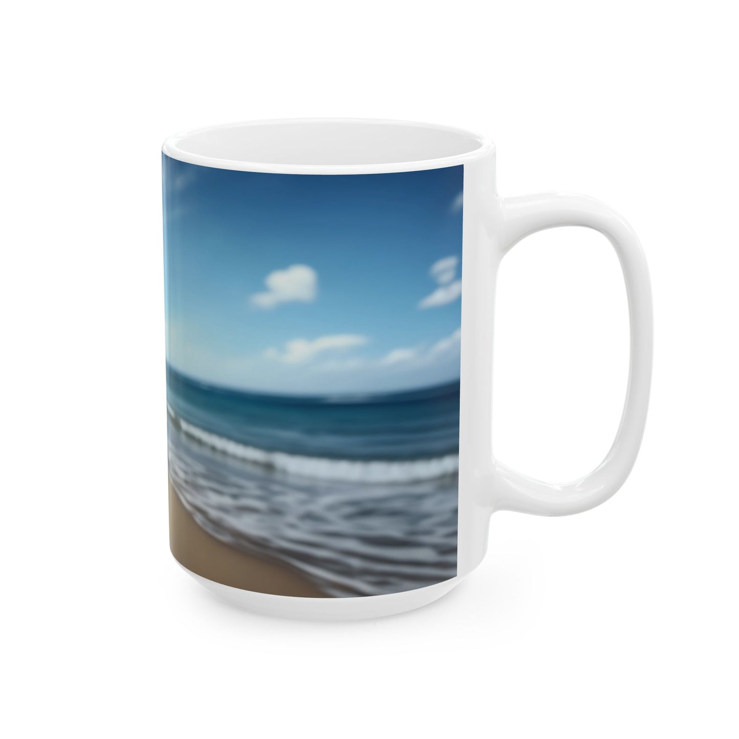 Alien Selfie Beach Scene Ceramic Mug