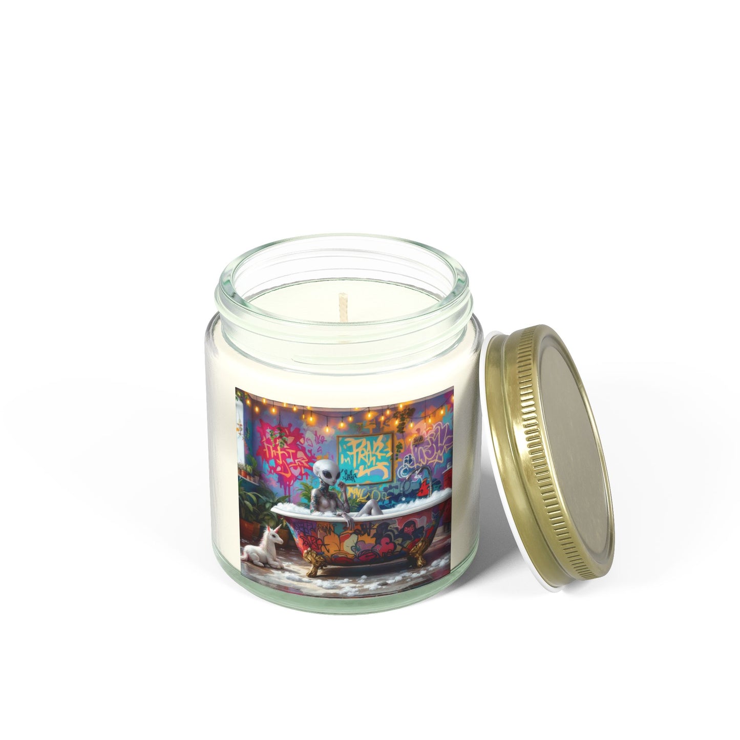 Alien Bath, Artistic Scented Candles - Coconut Apricot Wax (4oz, 9oz)