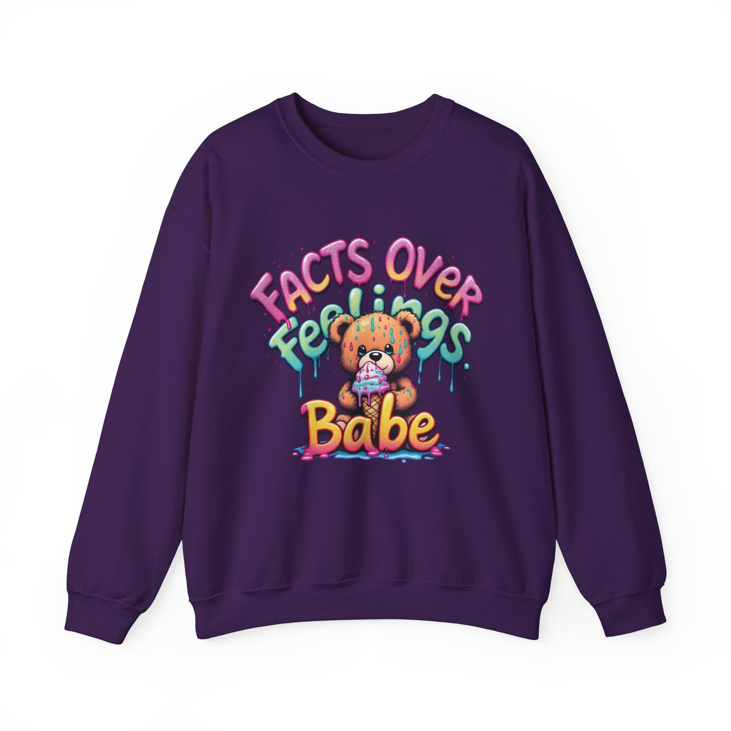 Facts over Feelings Teddy Bear Graphic Unisex Crewneck Sweatshirt