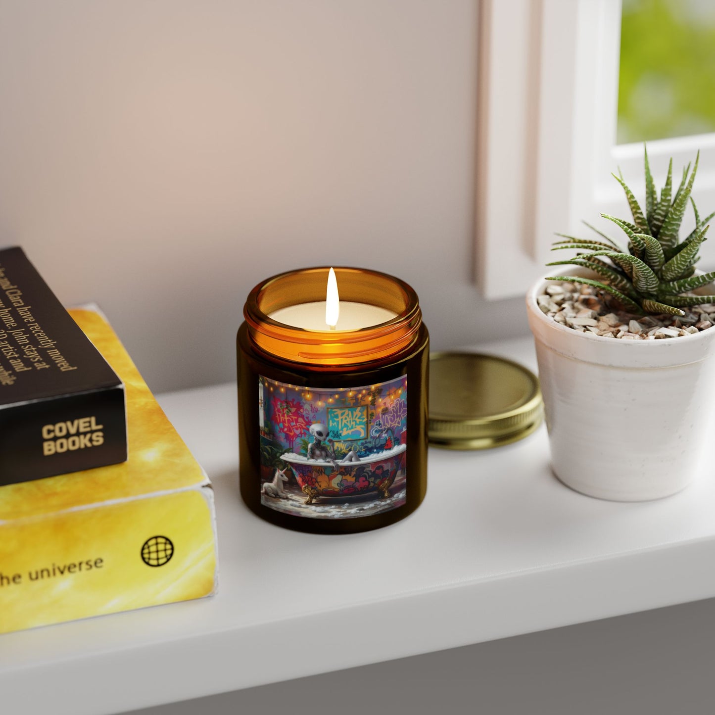 Alien Bath, Artistic Scented Candles - Coconut Apricot Wax (4oz, 9oz)