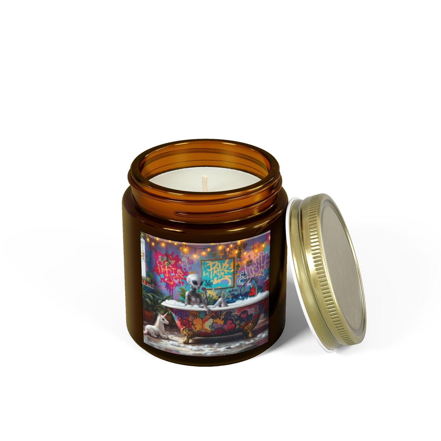 Alien Bath, Artistic Scented Candles - Coconut Apricot Wax (4oz, 9oz)