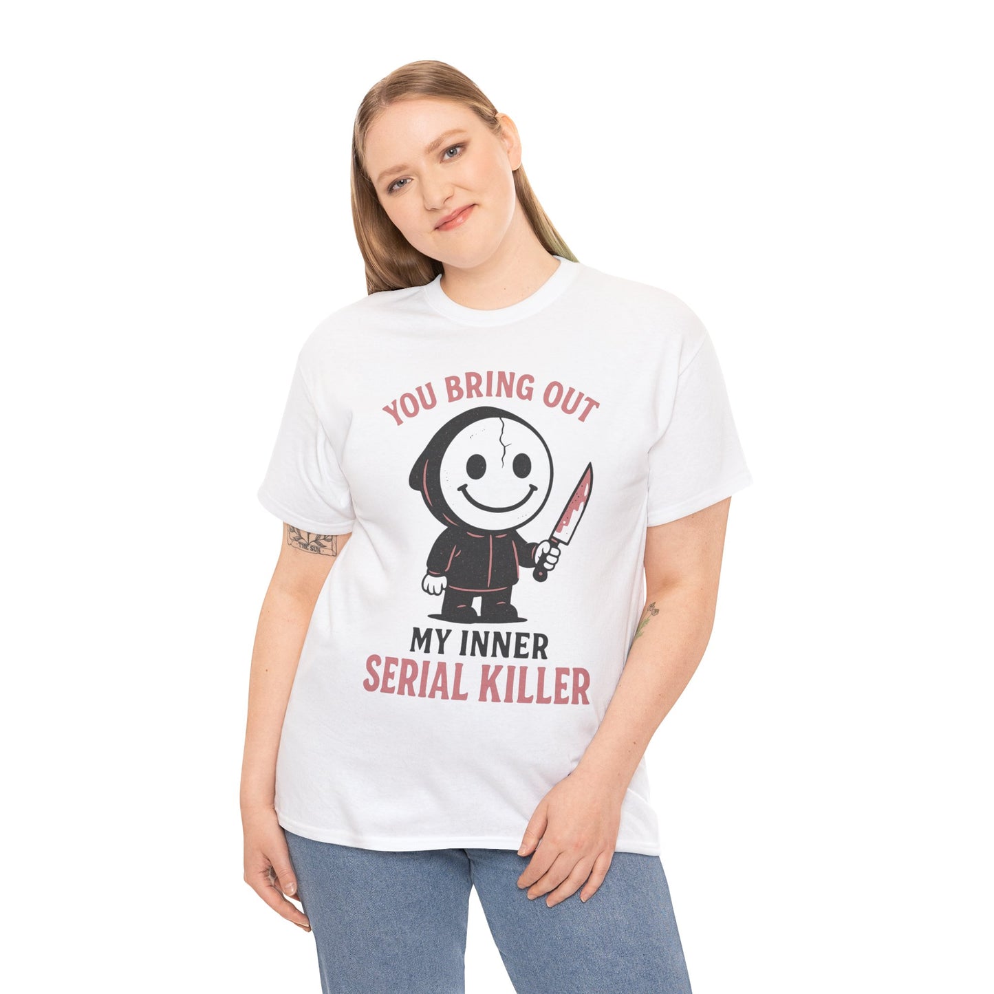 Dark Humor Unisex Heavy Cotton Tee, Funny T-Shirt Gift for Halloween, Comedic Graphic Tee, Quirky Gift for Friends