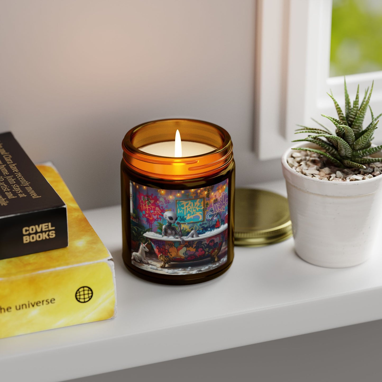 Alien Bath, Artistic Scented Candles - Coconut Apricot Wax (4oz, 9oz)