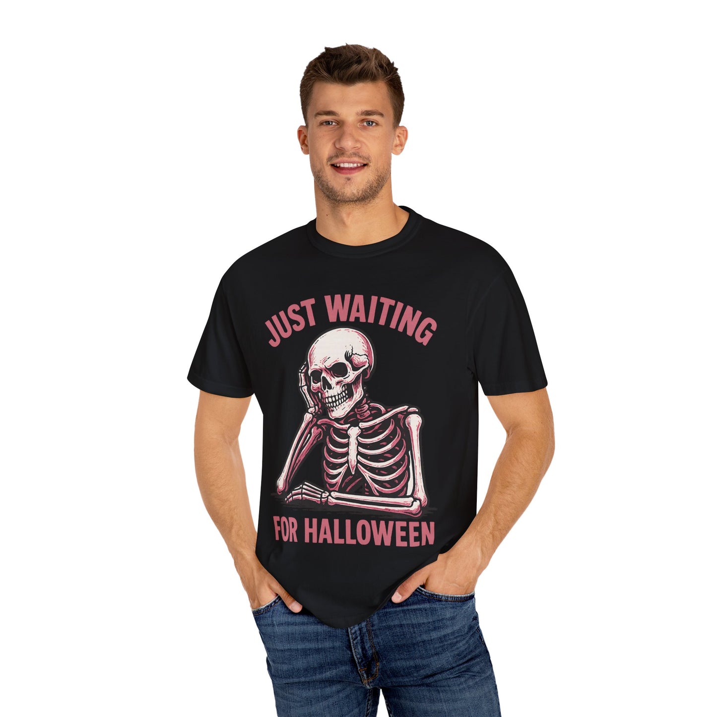 Funny Halloween Unisex T-shirt - Just Waiting for Halloween Design