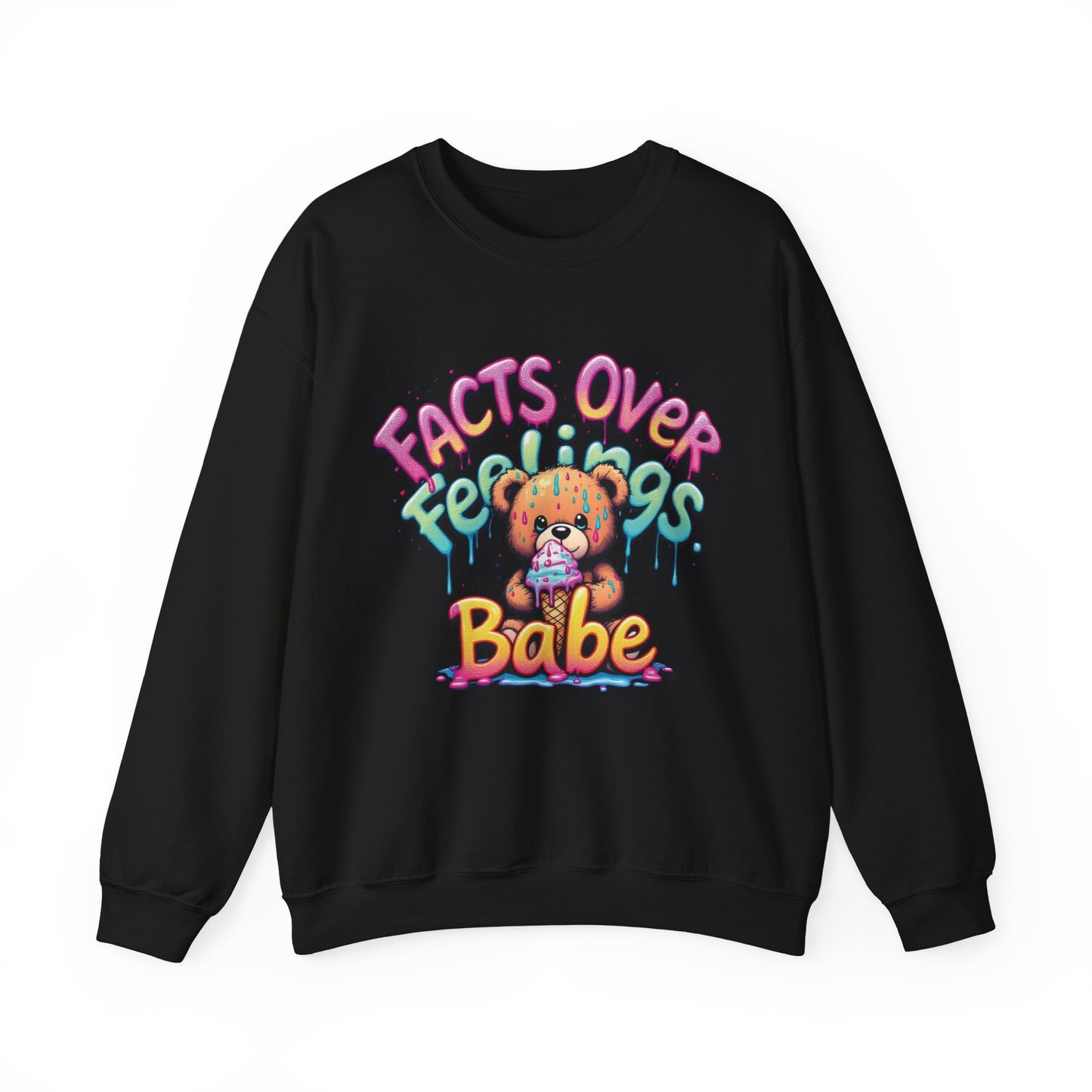 Facts over Feelings Teddy Bear Graphic Unisex Crewneck Sweatshirt