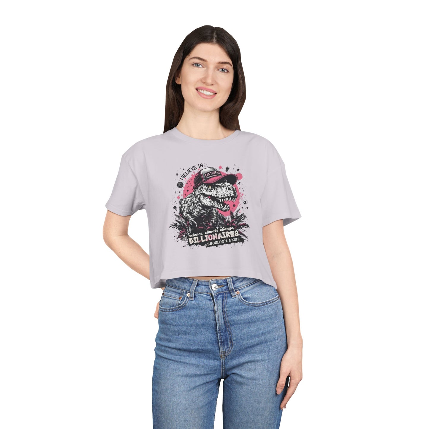 ‘Eat the Rich’ Dinosaur Crop Top Tee