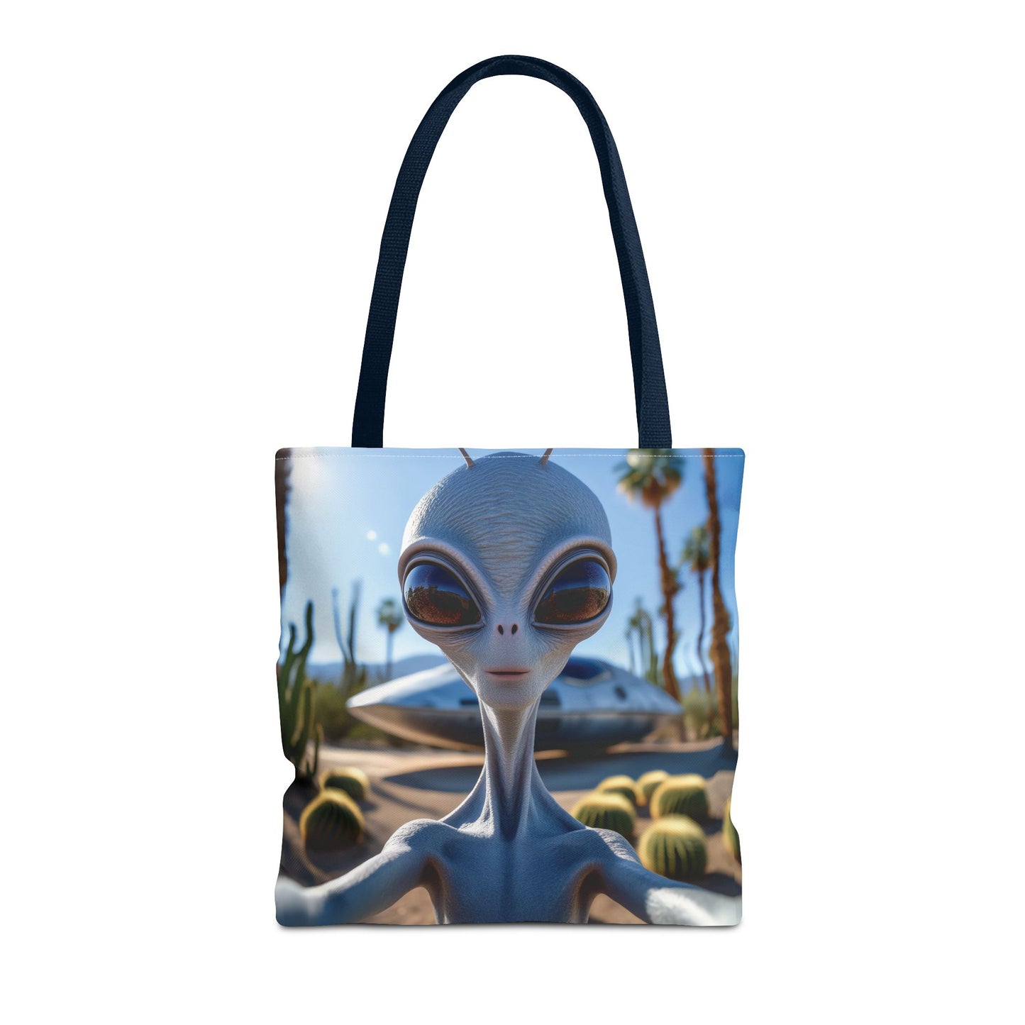 Alien Selfie Tote Bag - Fun Sci-Fi Shopper, Perfect for UFO Lovers, Groovy Gift for Friends, Everyday Use, Cosplay Accessory