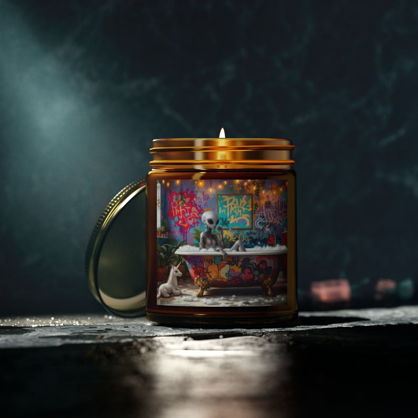 Alien Bath, Artistic Scented Candles - Coconut Apricot Wax (4oz, 9oz)