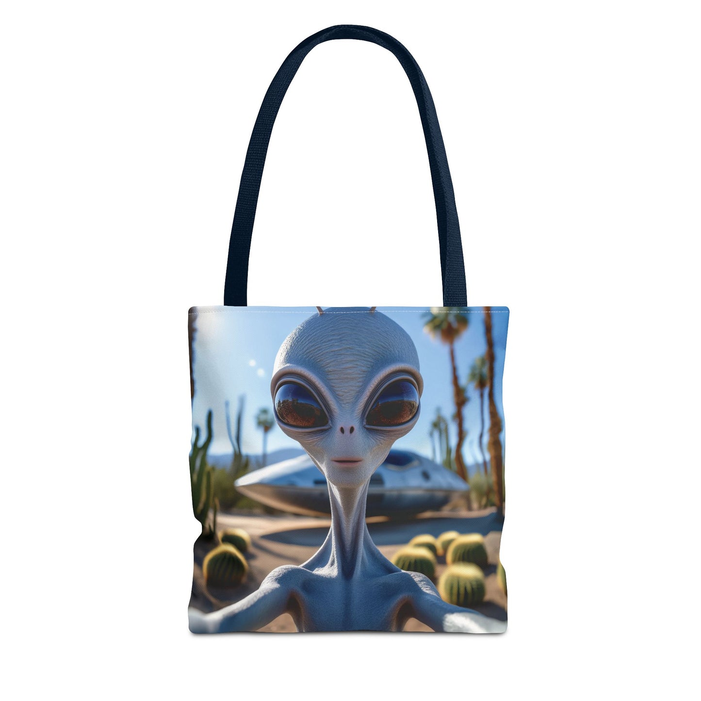 Alien Selfie Tote Bag - Fun Sci-Fi Shopper, Perfect for UFO Lovers, Groovy Gift for Friends, Everyday Use, Cosplay Accessory