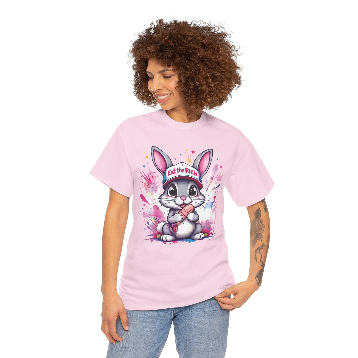 Cute Bunny Eat the Rich Heavy Cotton Graphic Tee