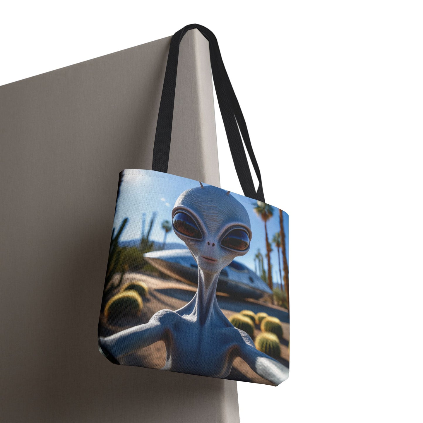 Alien Selfie Tote Bag - Fun Sci-Fi Shopper, Perfect for UFO Lovers, Groovy Gift for Friends, Everyday Use, Cosplay Accessory