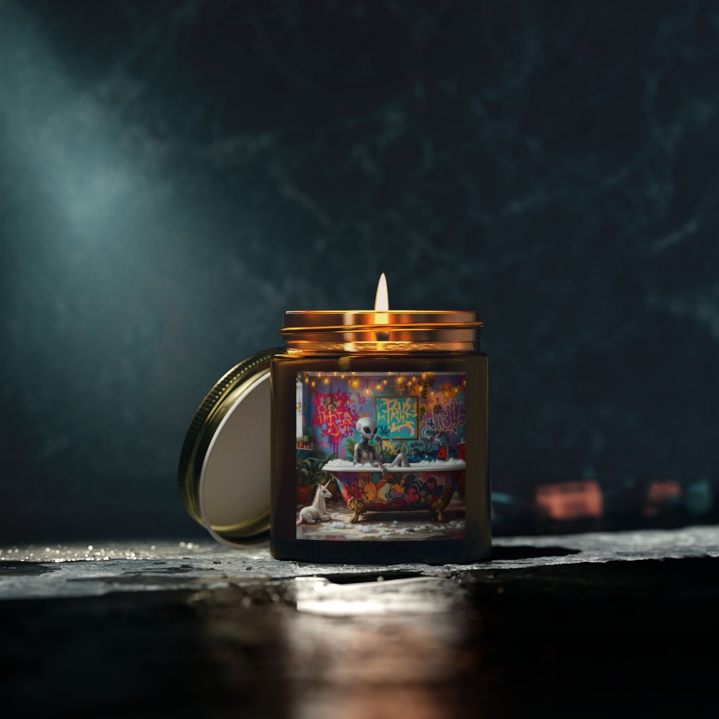 Alien Bath, Artistic Scented Candles - Coconut Apricot Wax (4oz, 9oz)