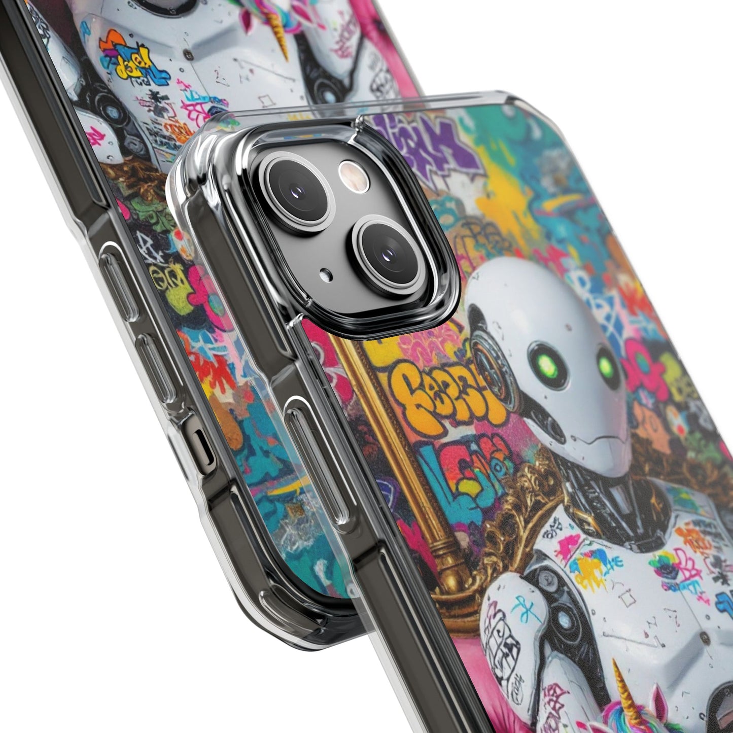 Urban Art Magnetic Phone Case - Graffiti Robot Design