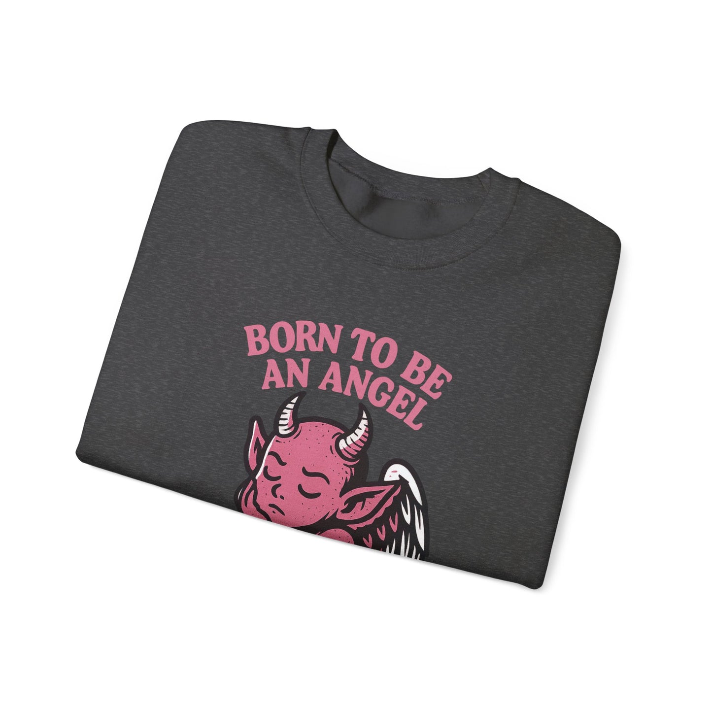 Sarcastic Angel-Demon Crewneck Sweatshirt | Spooky Cute Valentine’s Day Pullover | Funny Horror Love Graphic