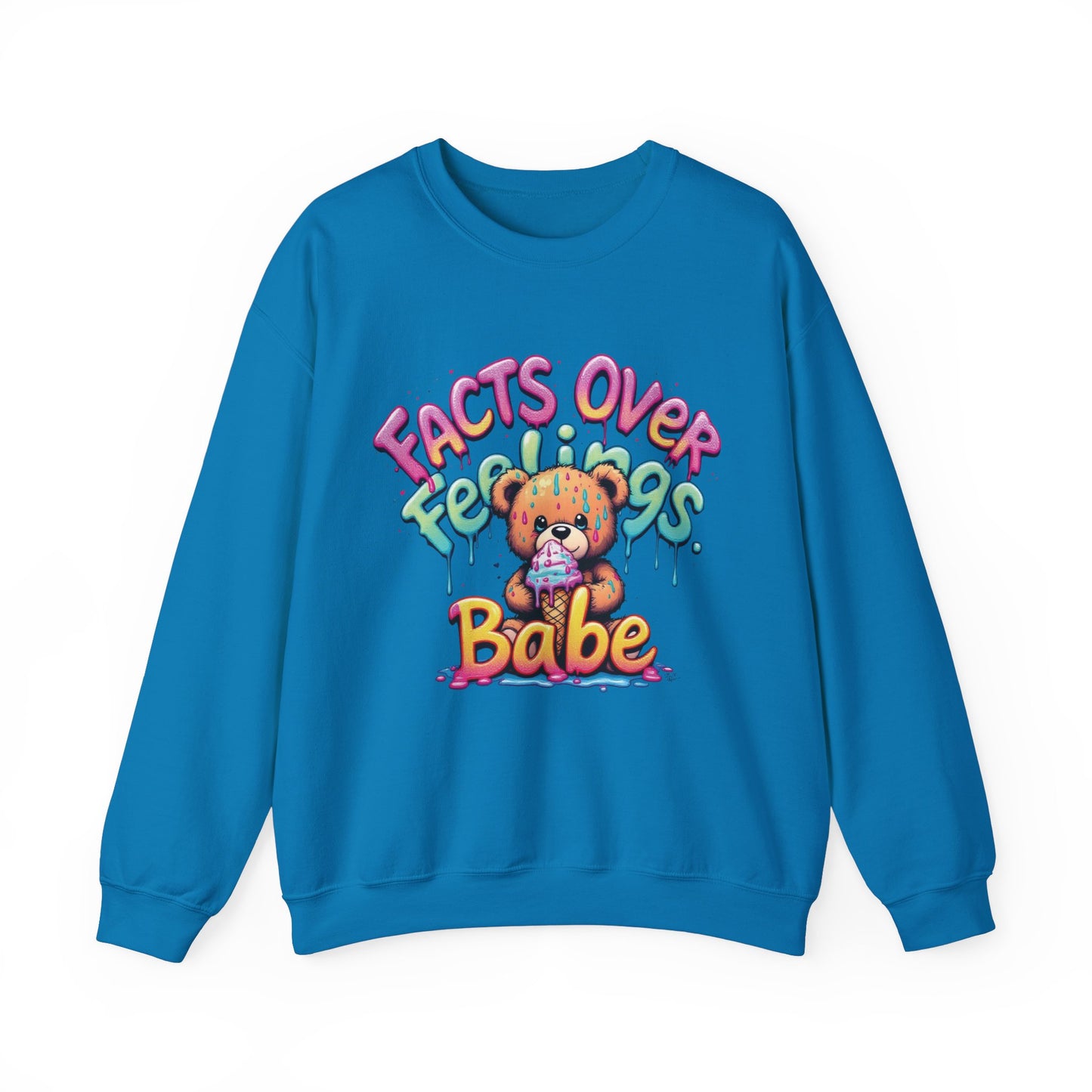 Facts over Feelings Teddy Bear Graphic Unisex Crewneck Sweatshirt
