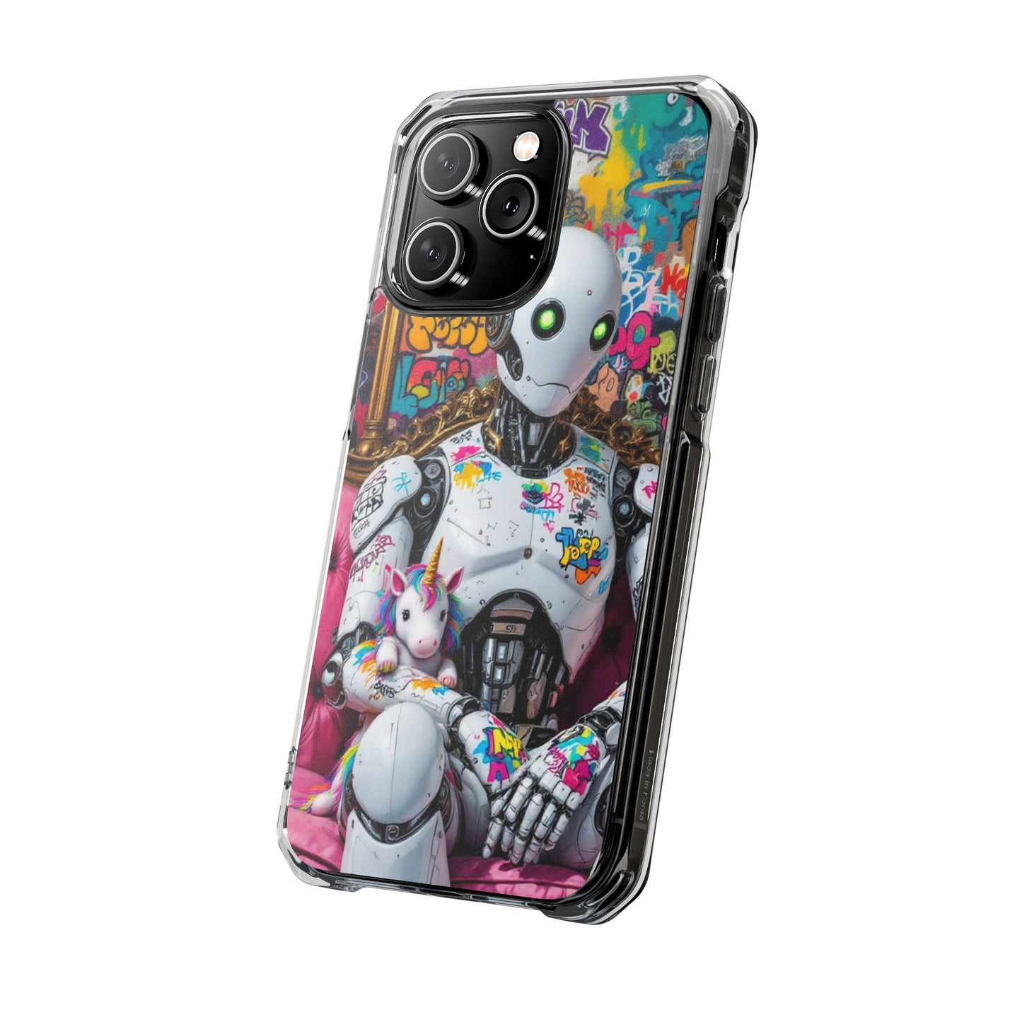 Urban Art Magnetic Phone Case - Graffiti Robot Design