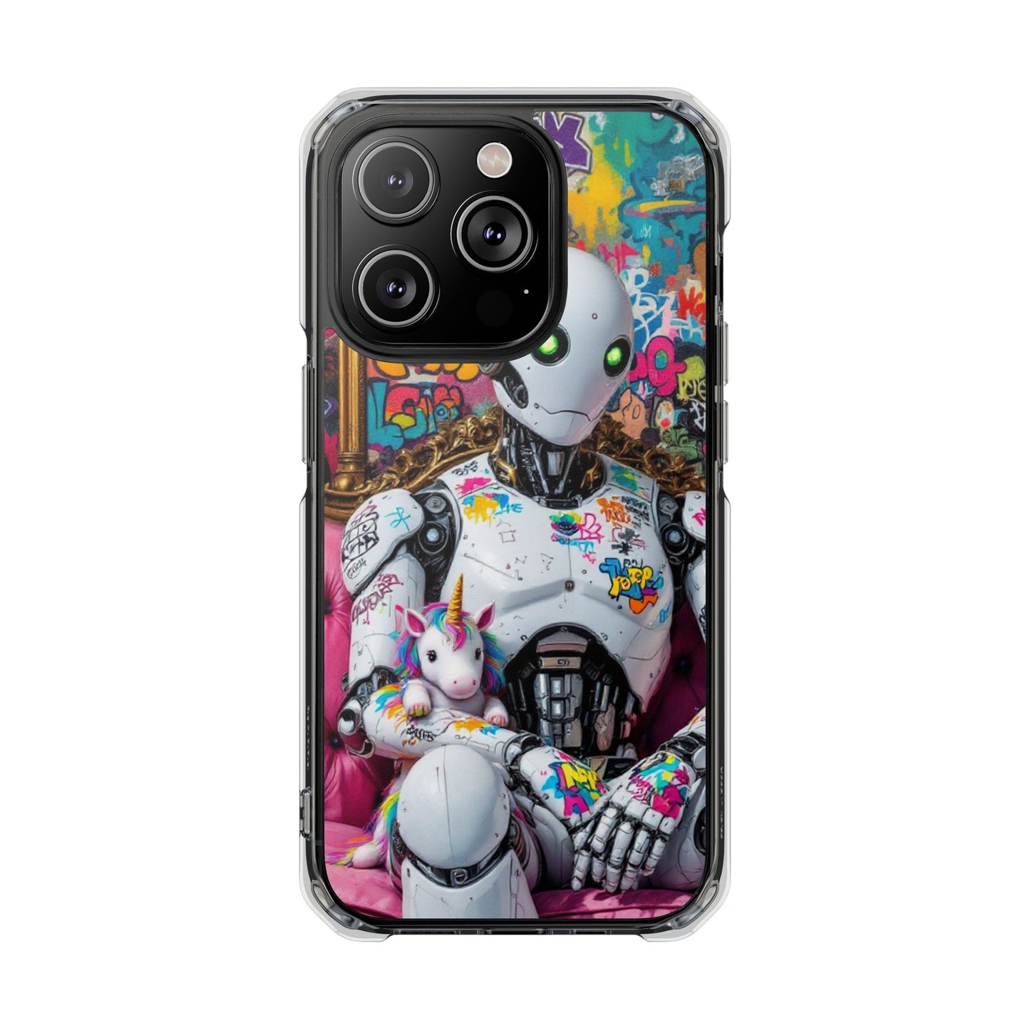 Urban Art Magnetic Phone Case - Graffiti Robot Design