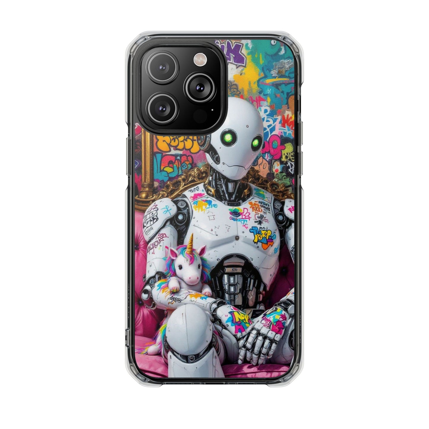 Urban Art Magnetic Phone Case - Graffiti Robot Design