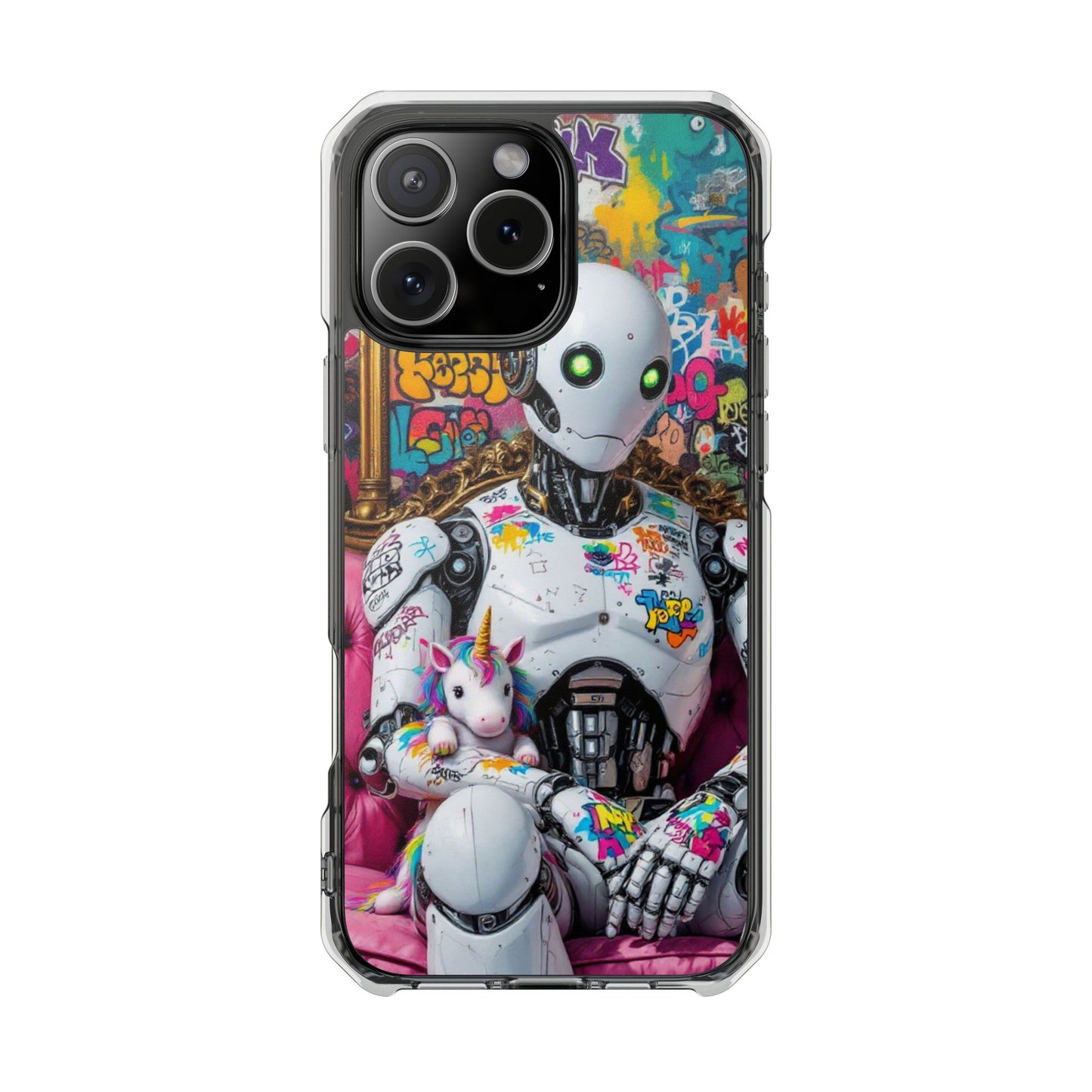 Urban Art Magnetic Phone Case - Graffiti Robot Design