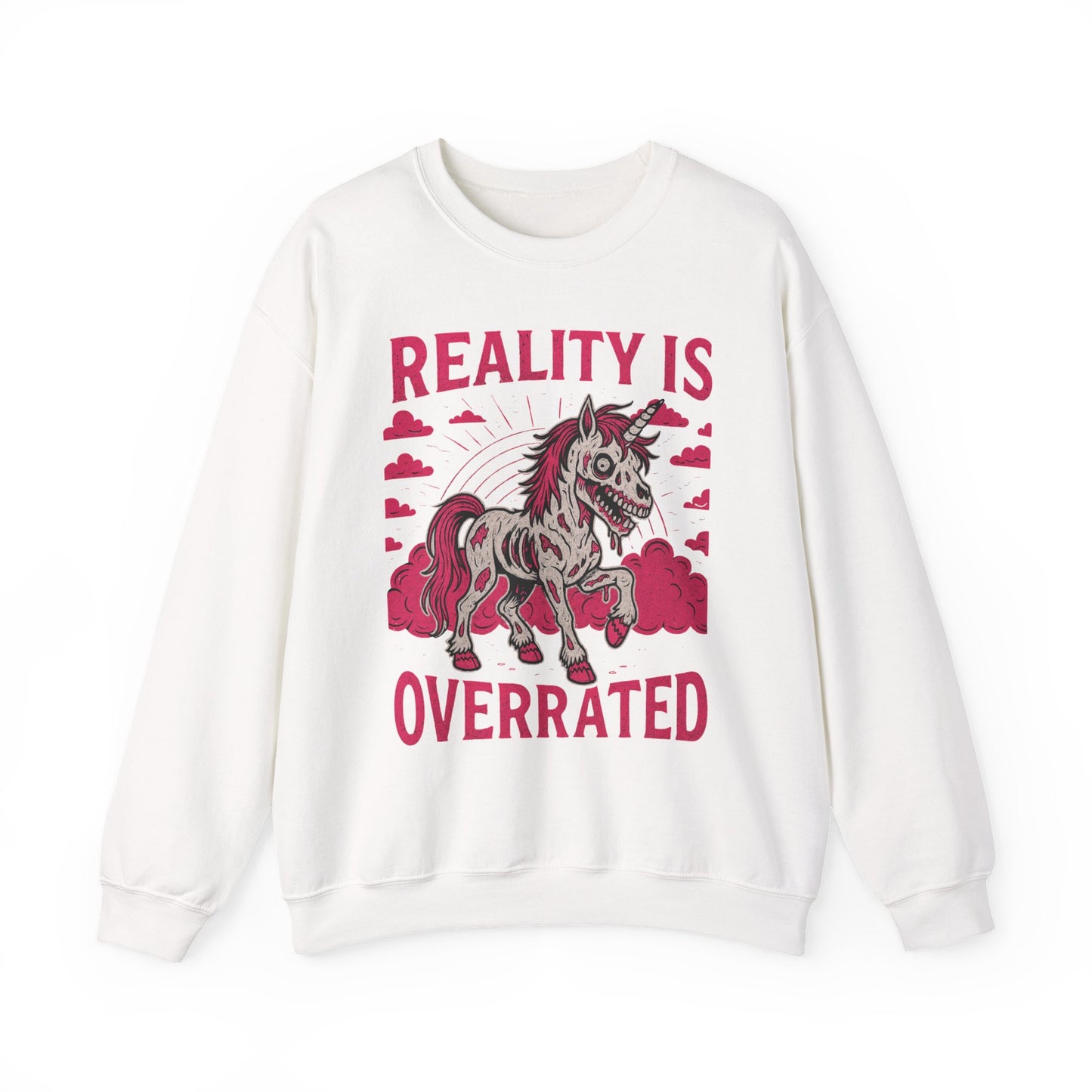 Zombie Unicorn Crewneck Sweatshirt | Spooky Cute Valentine’s Day Pullover | Funny Horror Love Graphic