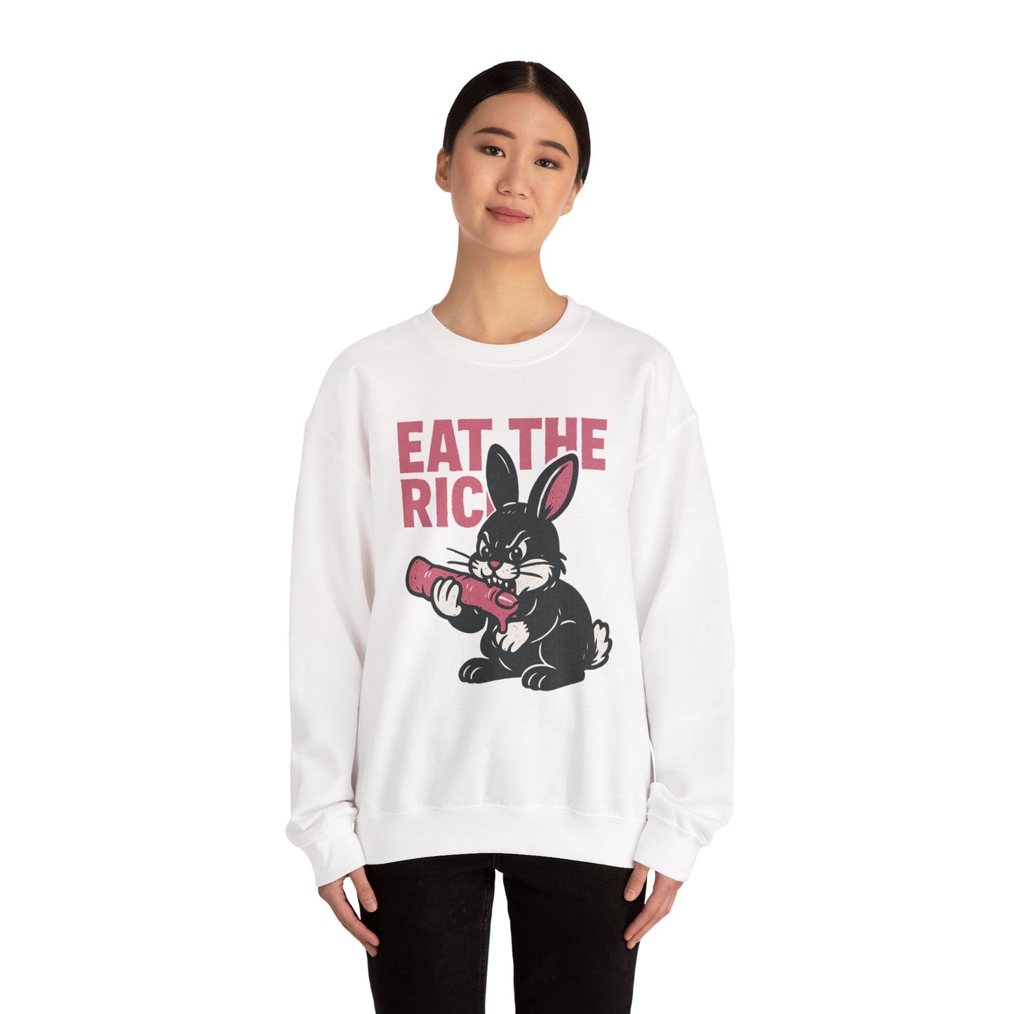 ‘Rat the Rich’ Creepy Cute Bunny Unisex Heavy Blend™ Crewneck Sweatshirt
