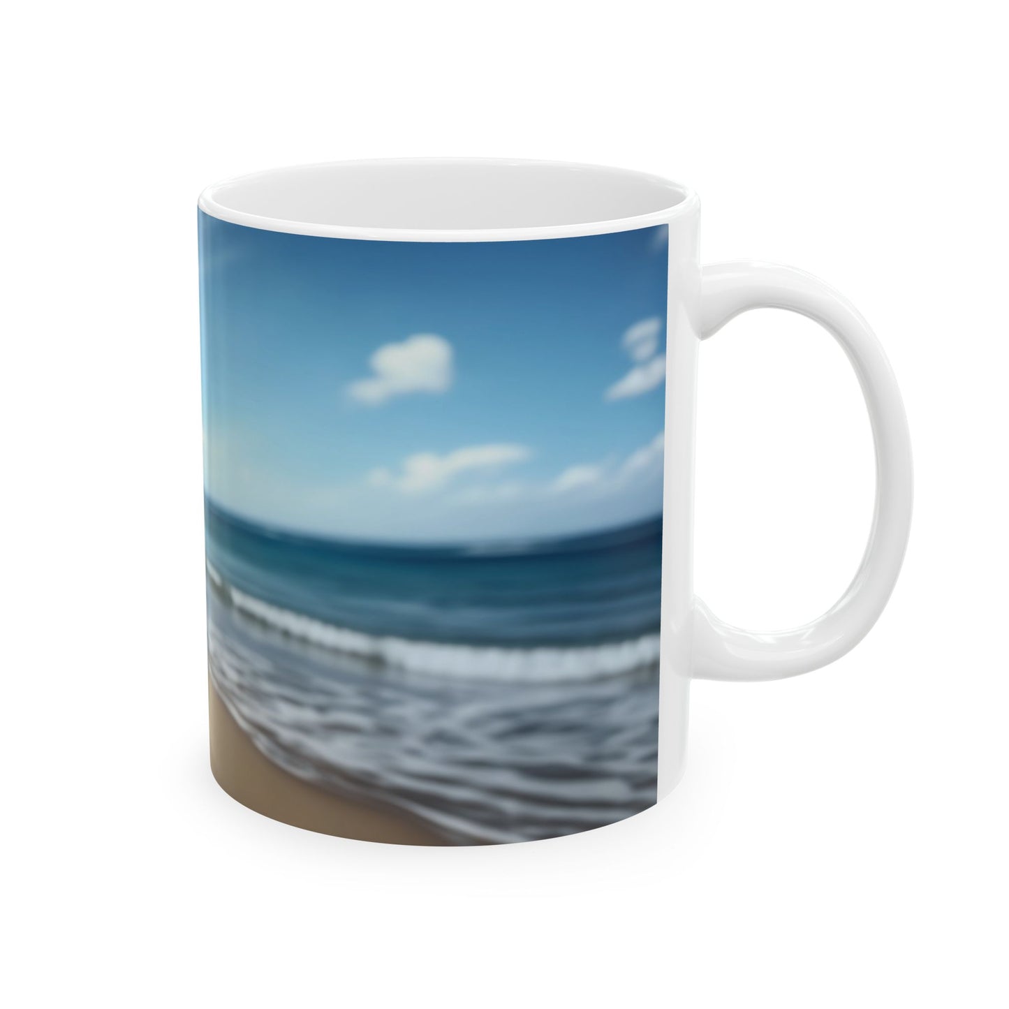 Alien Selfie Beach Scene Ceramic Mug