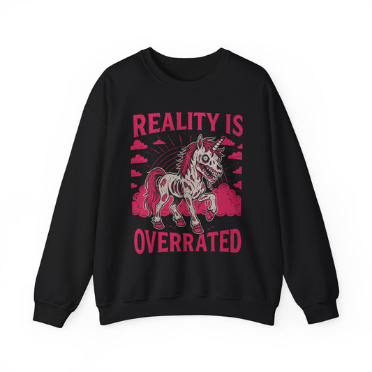 Zombie Unicorn Crewneck Sweatshirt | Spooky Cute Valentine’s Day Pullover | Funny Horror Love Graphic