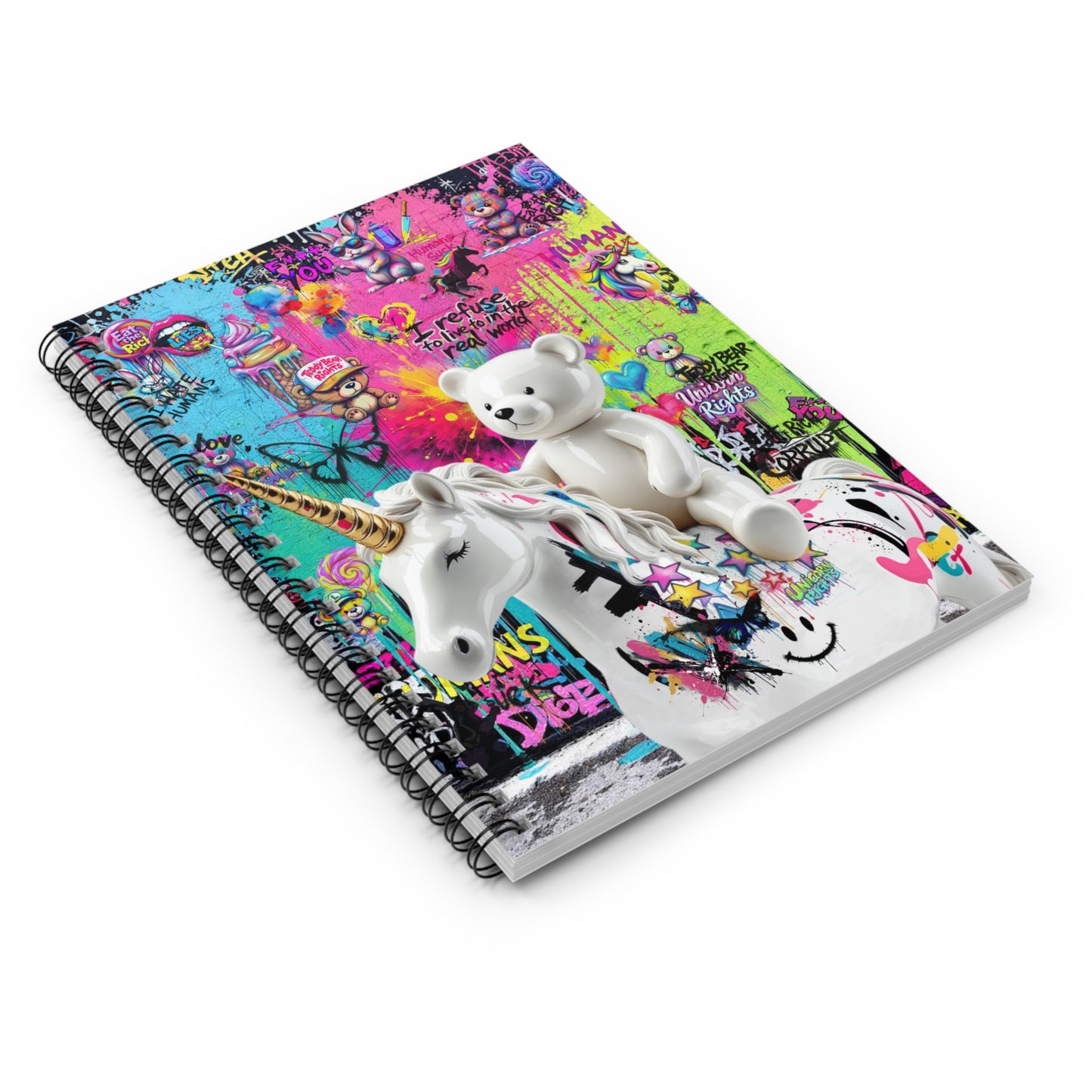 Colorful Unicorn Fantasy Spiral Notebook - Ruled Lines with Fun Art