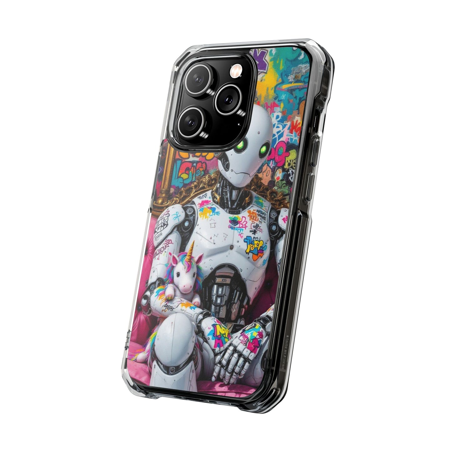Urban Art Magnetic Phone Case - Graffiti Robot Design