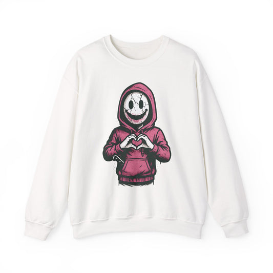 Cryptid Valentine Hoodie Face Crewneck Sweatshirt | Spooky Cute Valentine’s Day Pullover | Funny Horror Love Graphic