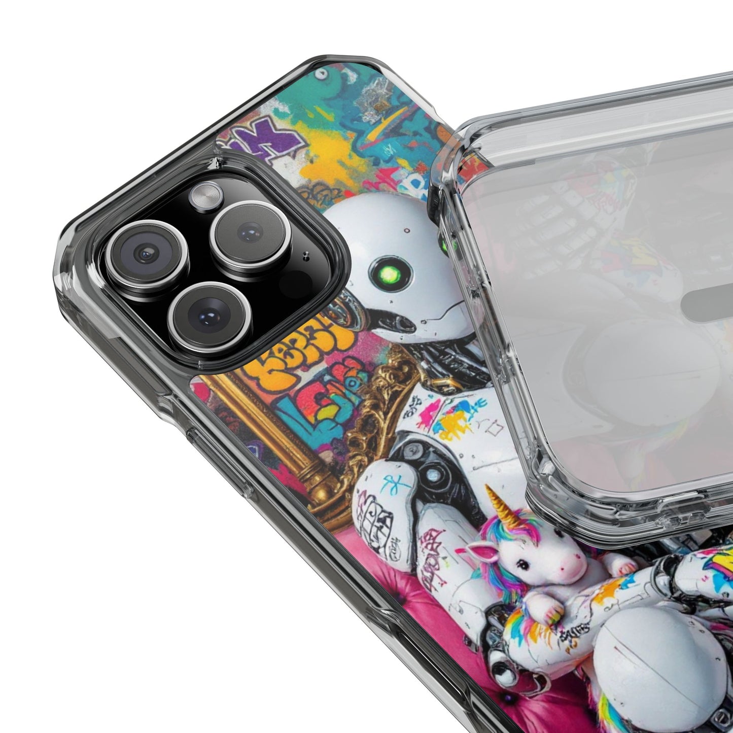 Urban Art Magnetic Phone Case - Graffiti Robot Design