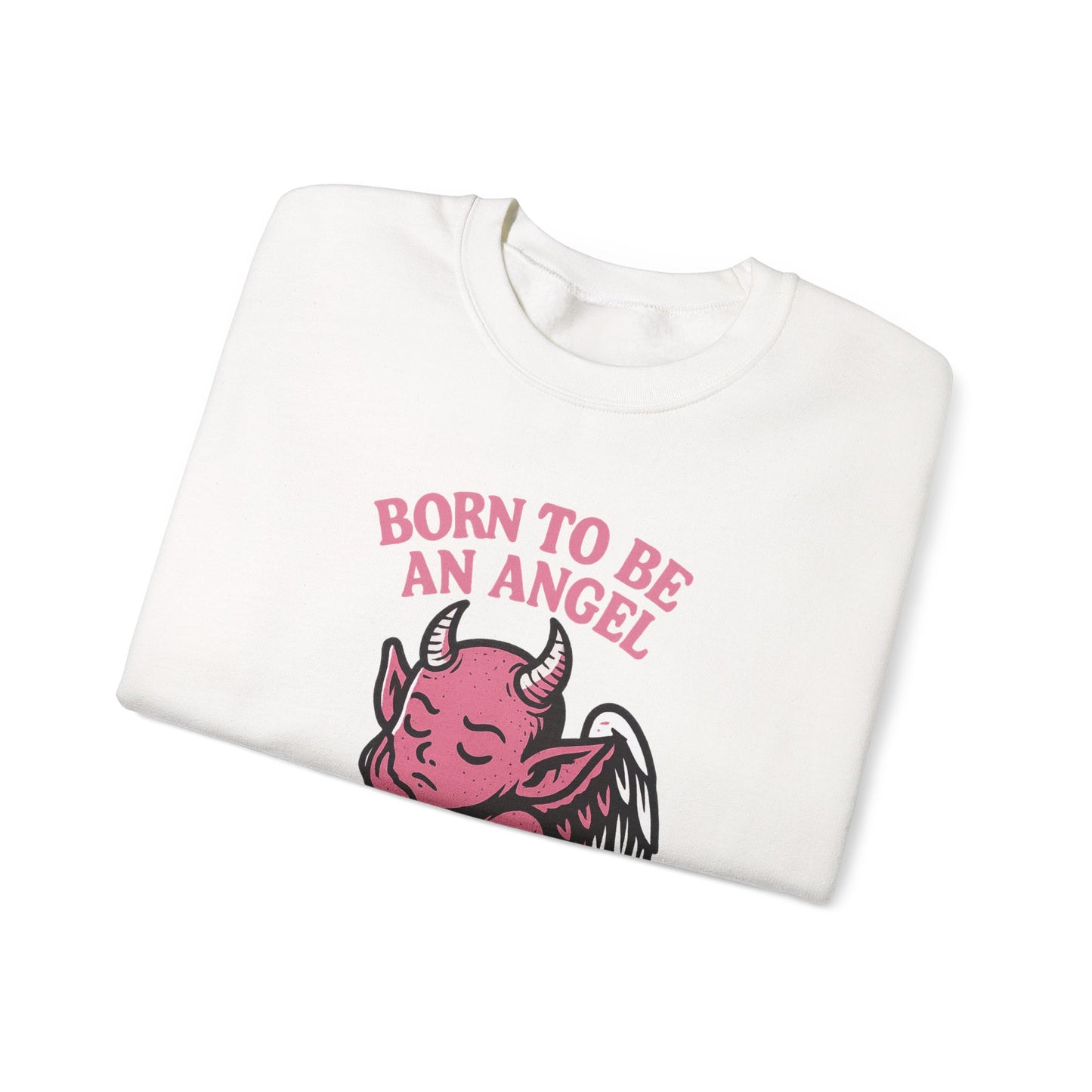 Sarcastic Angel-Demon Crewneck Sweatshirt | Spooky Cute Valentine’s Day Pullover | Funny Horror Love Graphic